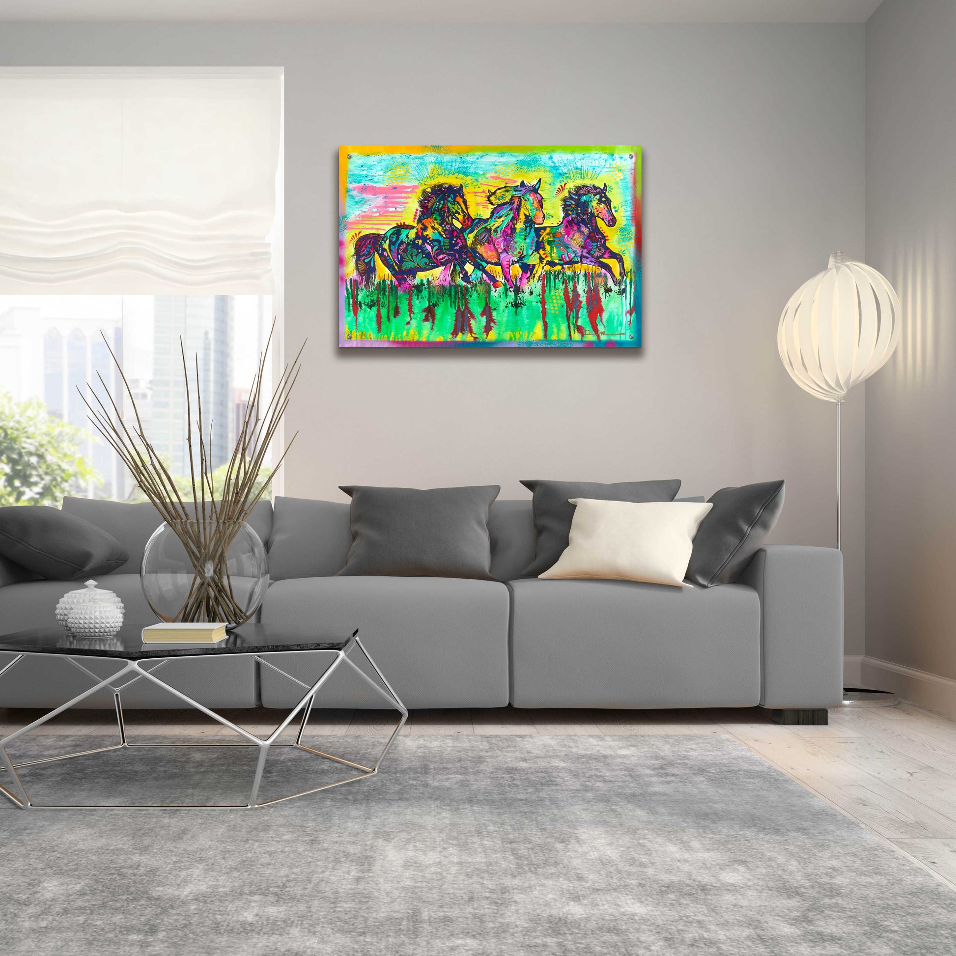 Epic Art 'Three Horses' by Dean Russo, Acrylic Glass Wall Art,36x24