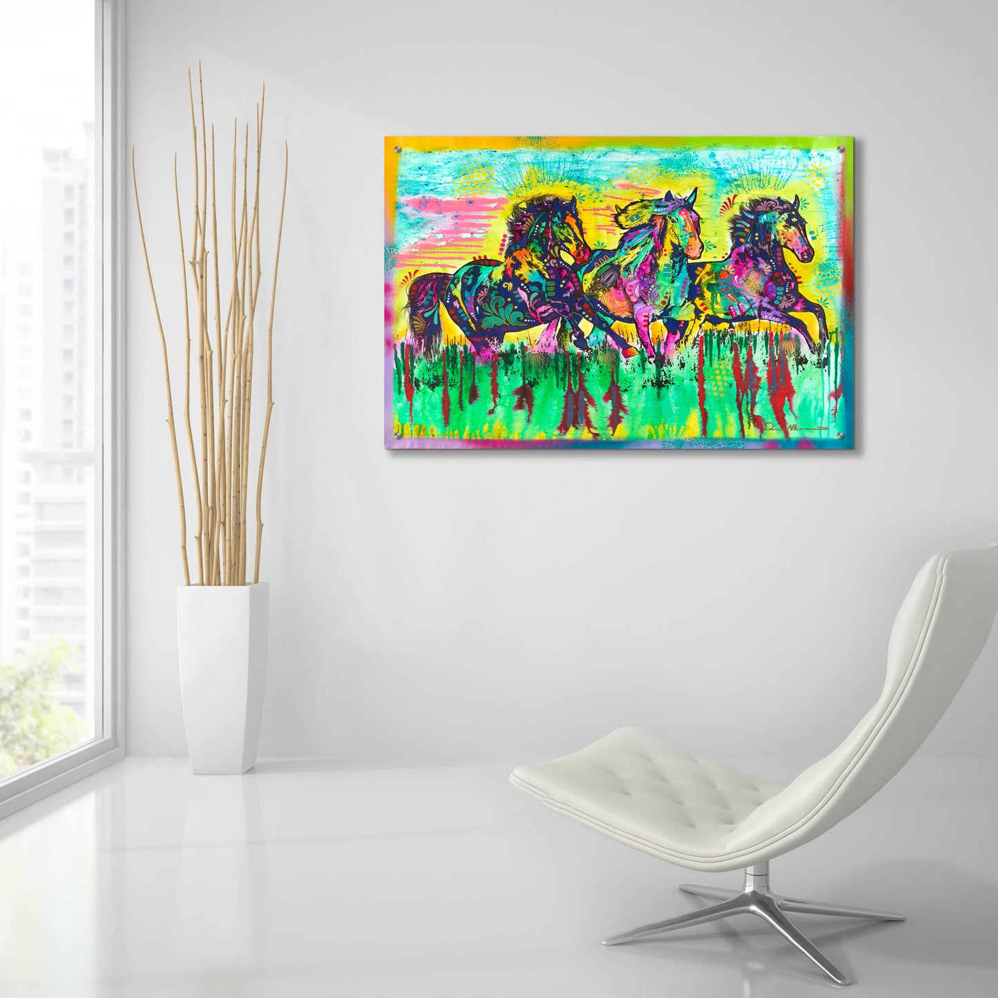 Epic Art 'Three Horses' by Dean Russo, Acrylic Glass Wall Art,36x24