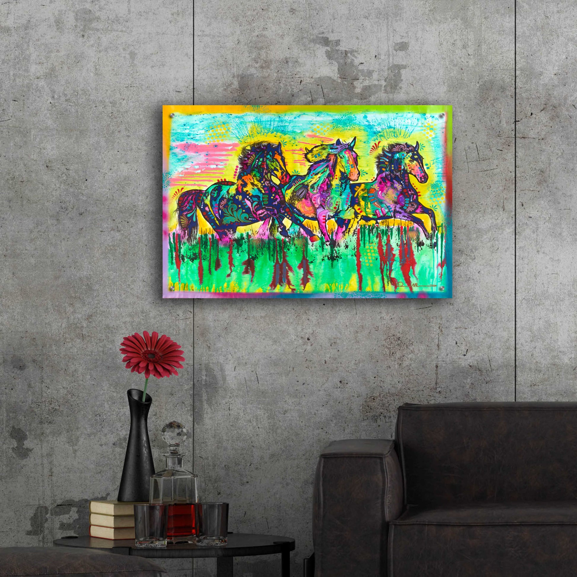 Epic Art 'Three Horses' by Dean Russo, Acrylic Glass Wall Art,36x24