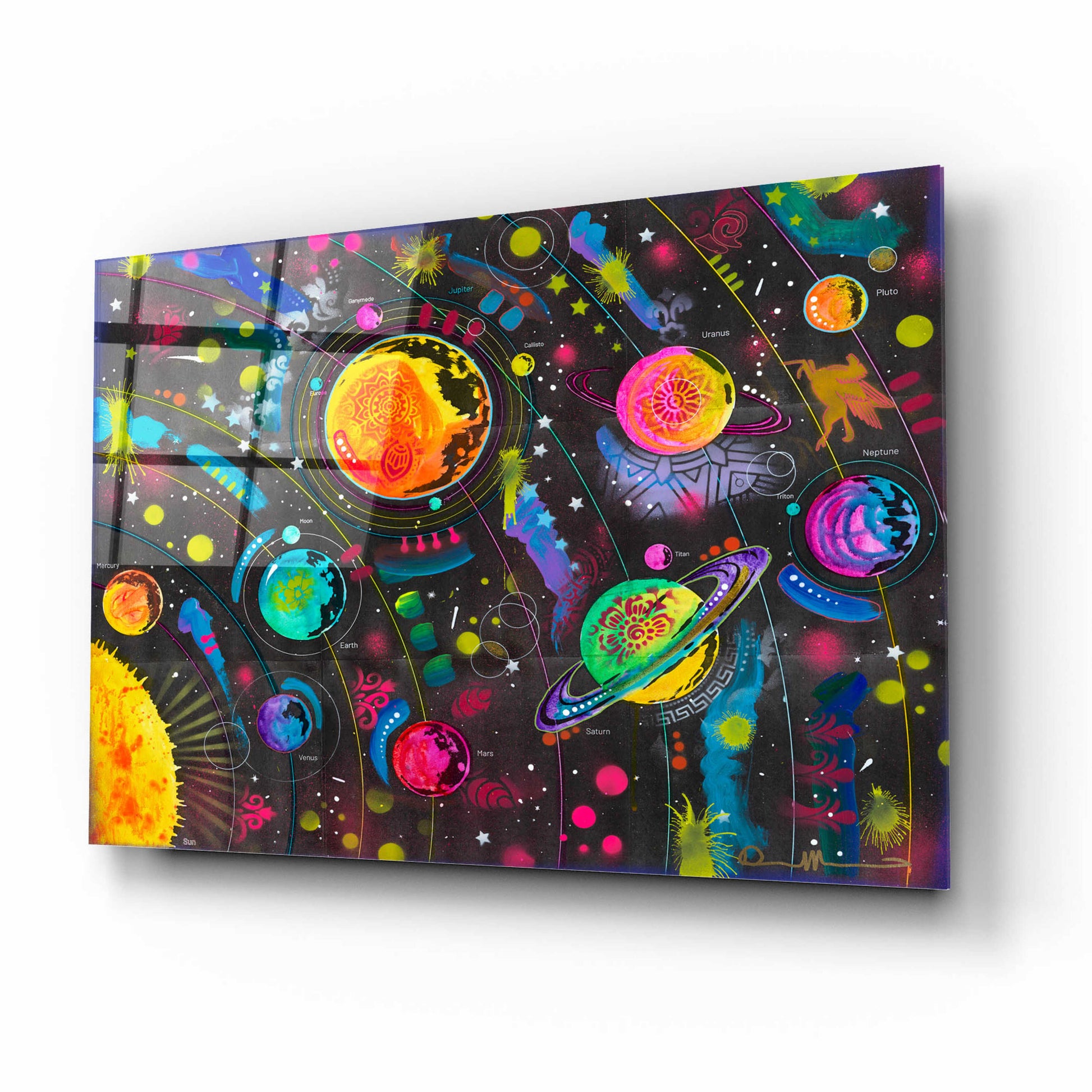 Epic Art 'Solar System' by Dean Russo, Acrylic Glass Wall Art,16x12