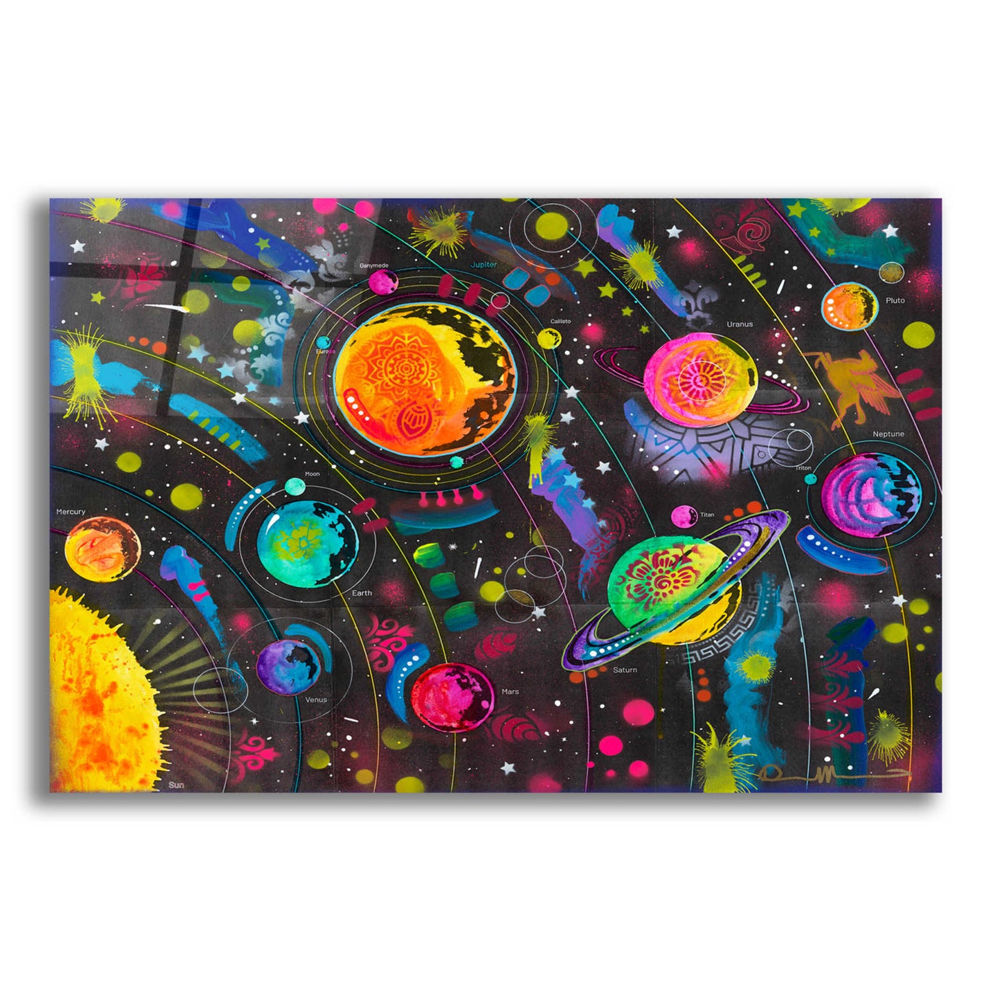 Epic Art 'Solar System' by Dean Russo, Acrylic Glass Wall Art,16x12