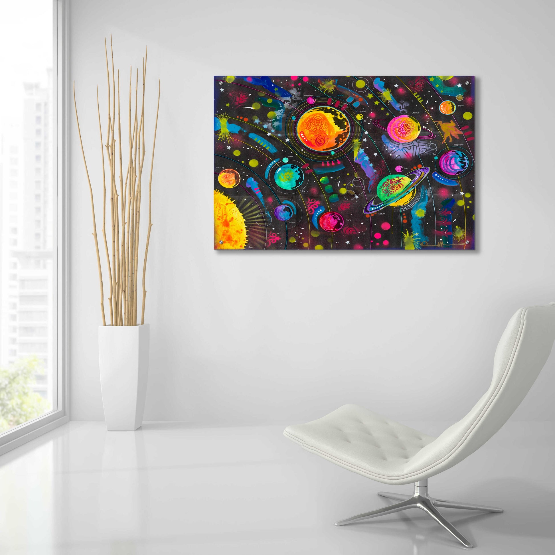 Epic Art 'Solar System' by Dean Russo, Acrylic Glass Wall Art,36x24