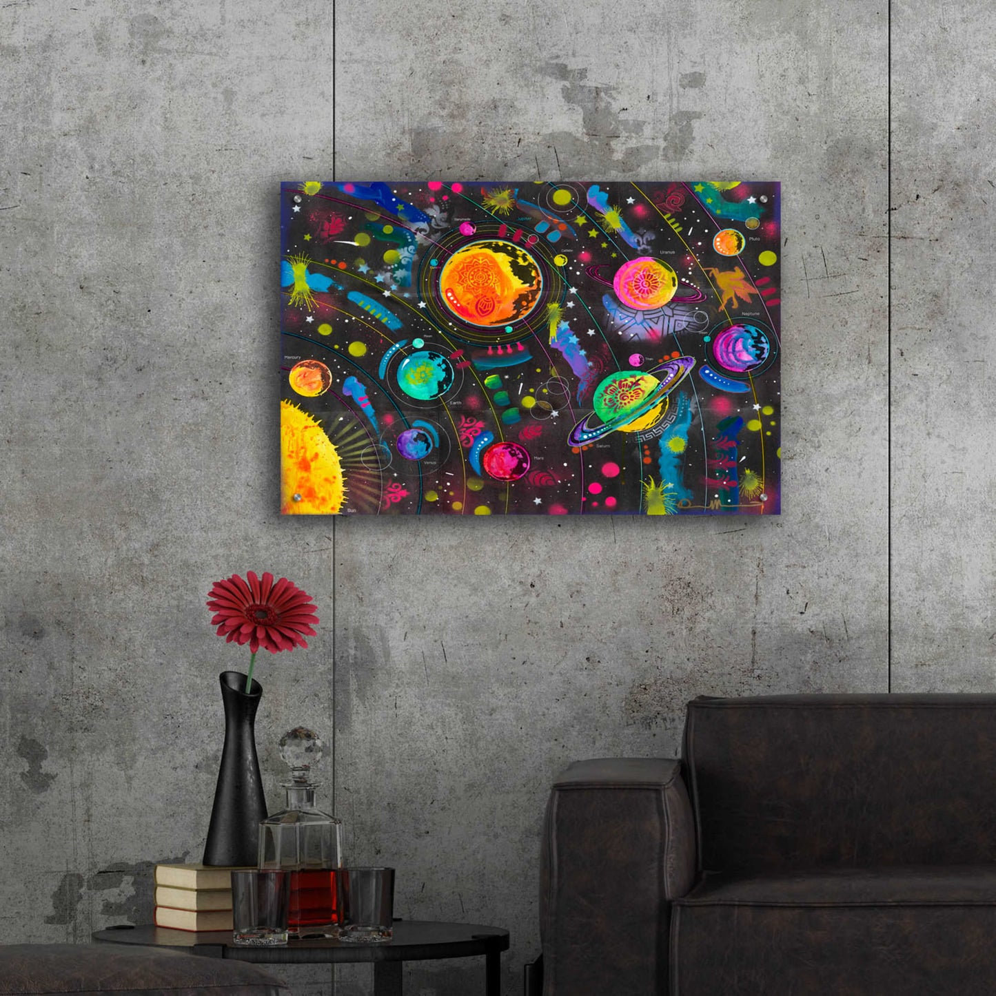 Epic Art 'Solar System' by Dean Russo, Acrylic Glass Wall Art,36x24