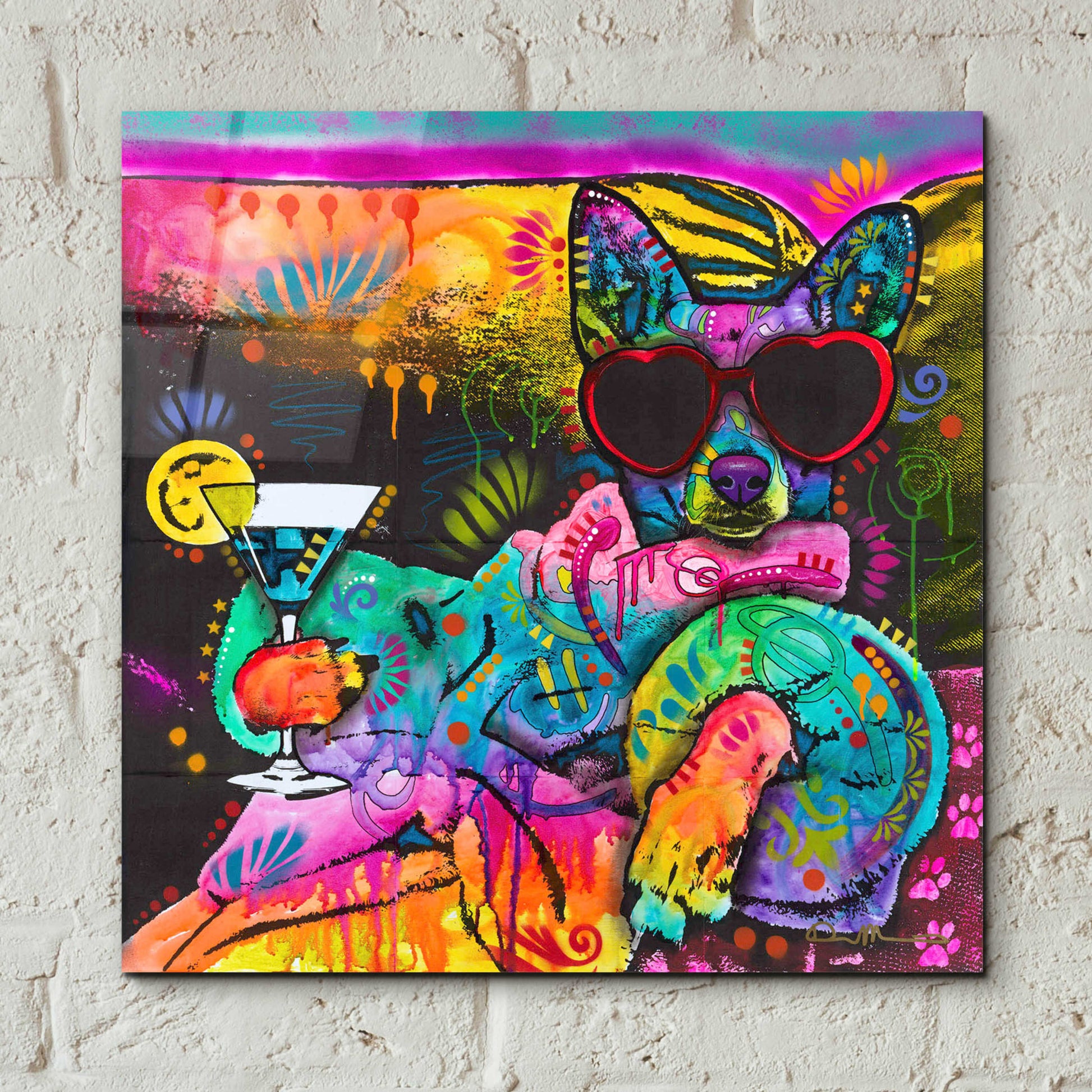 Epic Art 'Cool Pup 2' by Dean Russo, Acrylic Glass Wall Art,12x12