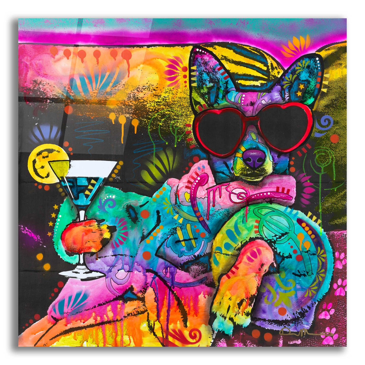 Epic Art 'Cool Pup 2' by Dean Russo, Acrylic Glass Wall Art,12x12