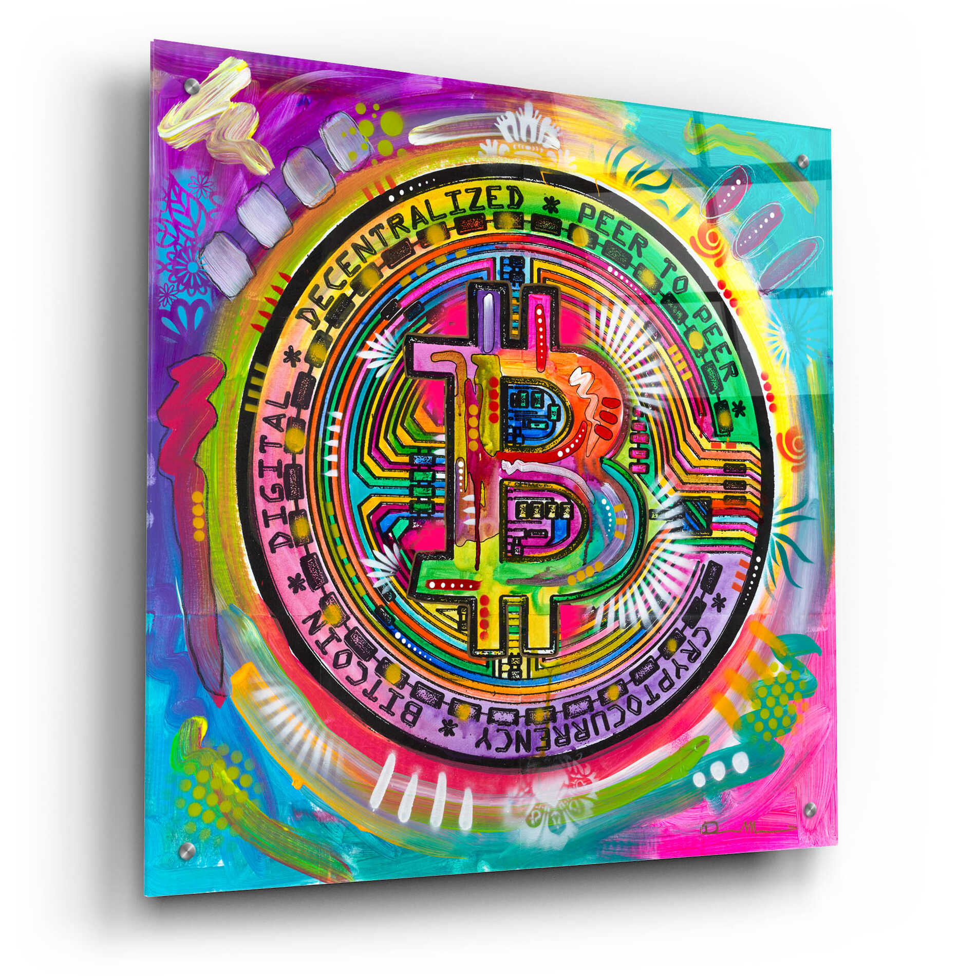 Epic Art 'Bitcoin' by Dean Russo, Acrylic Glass Wall Art,24x24
