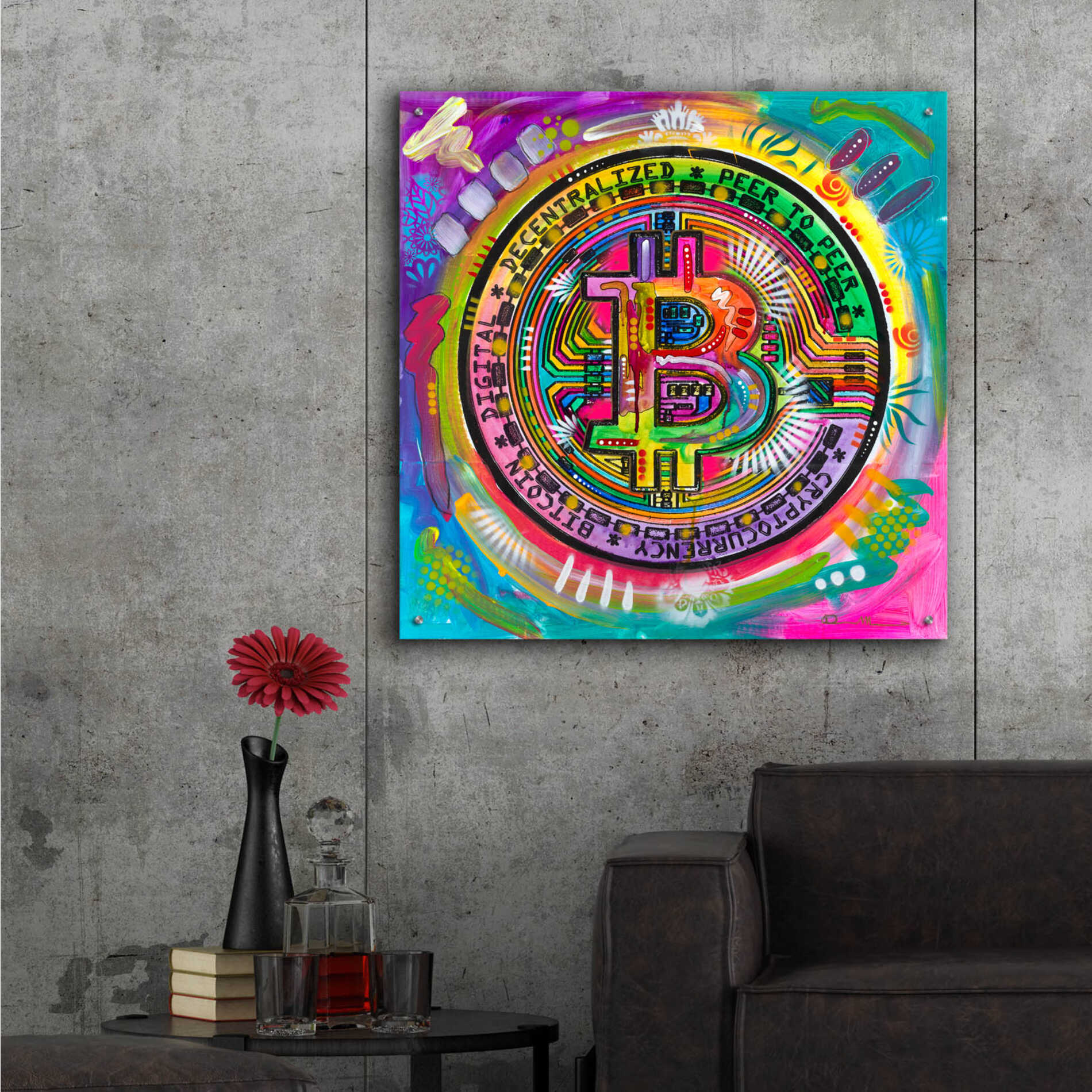 Epic Art 'Bitcoin' by Dean Russo, Acrylic Glass Wall Art,36x36