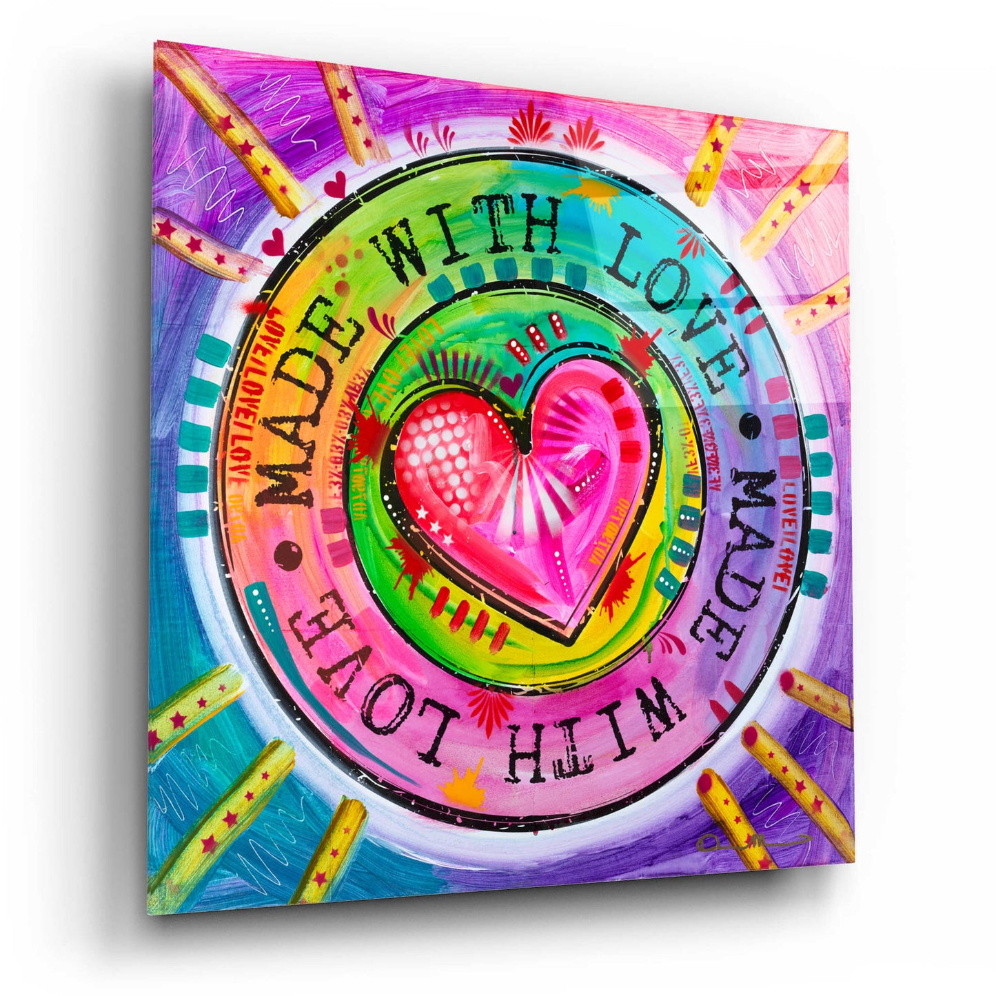 Epic Art 'Made with Love' by Dean Russo, Acrylic Glass Wall Art,12x12