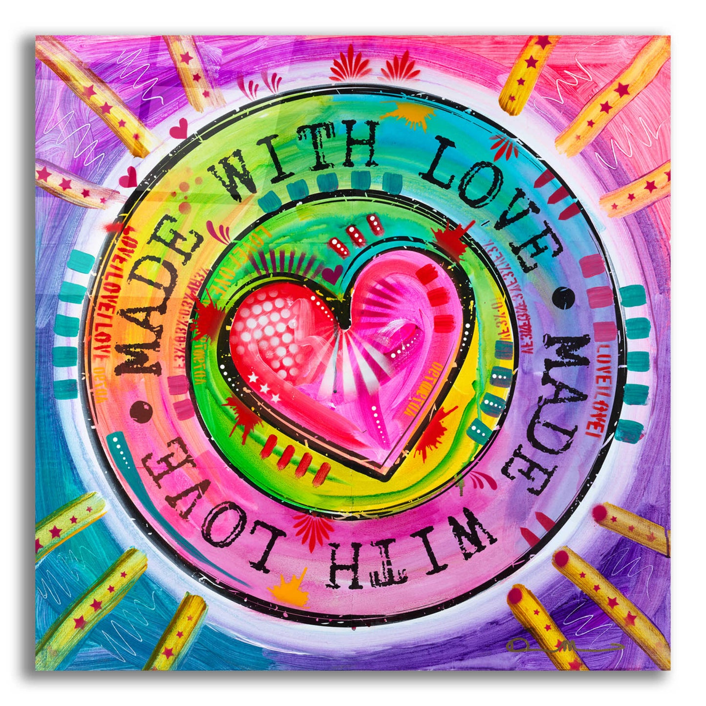 Epic Art 'Made with Love' by Dean Russo, Acrylic Glass Wall Art,12x12