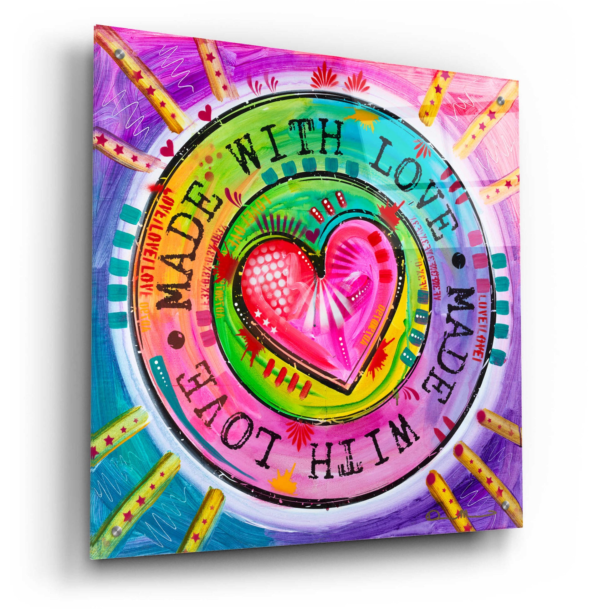 Epic Art 'Made with Love' by Dean Russo, Acrylic Glass Wall Art,24x24