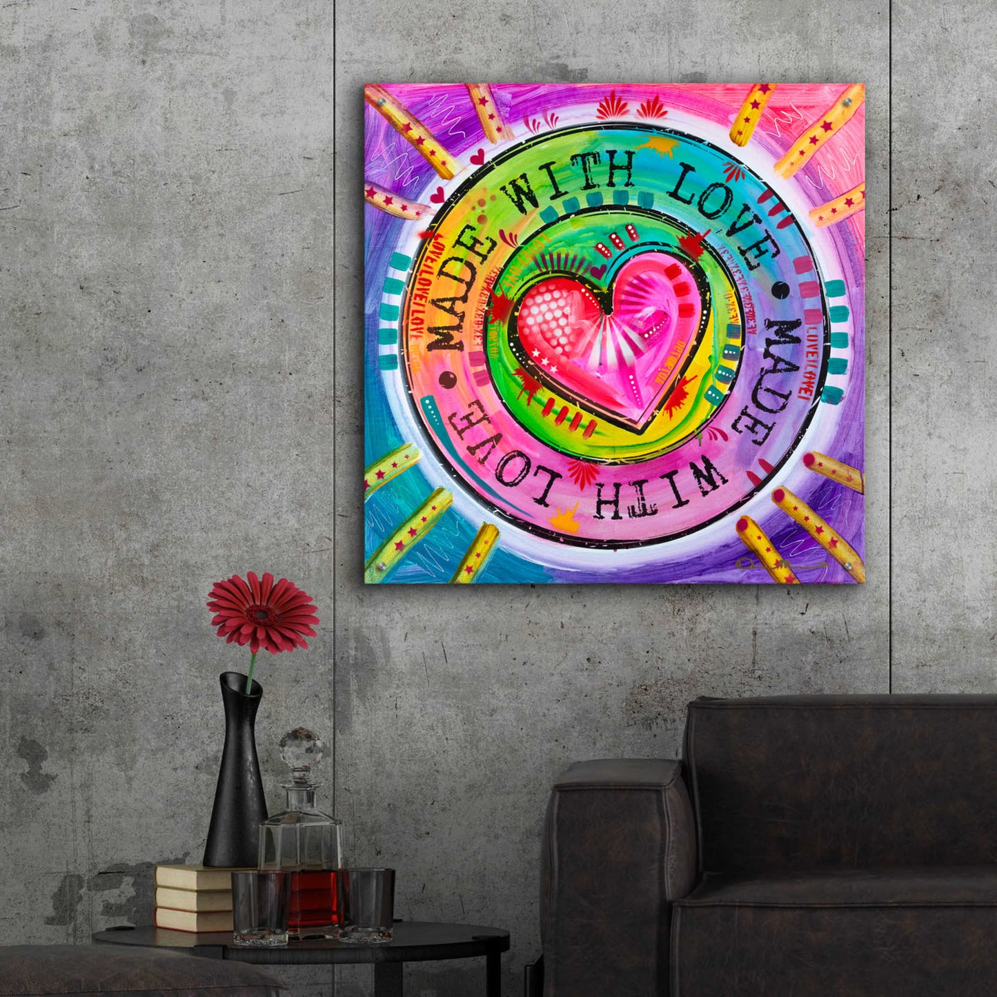 Epic Art 'Made with Love' by Dean Russo, Acrylic Glass Wall Art,36x36