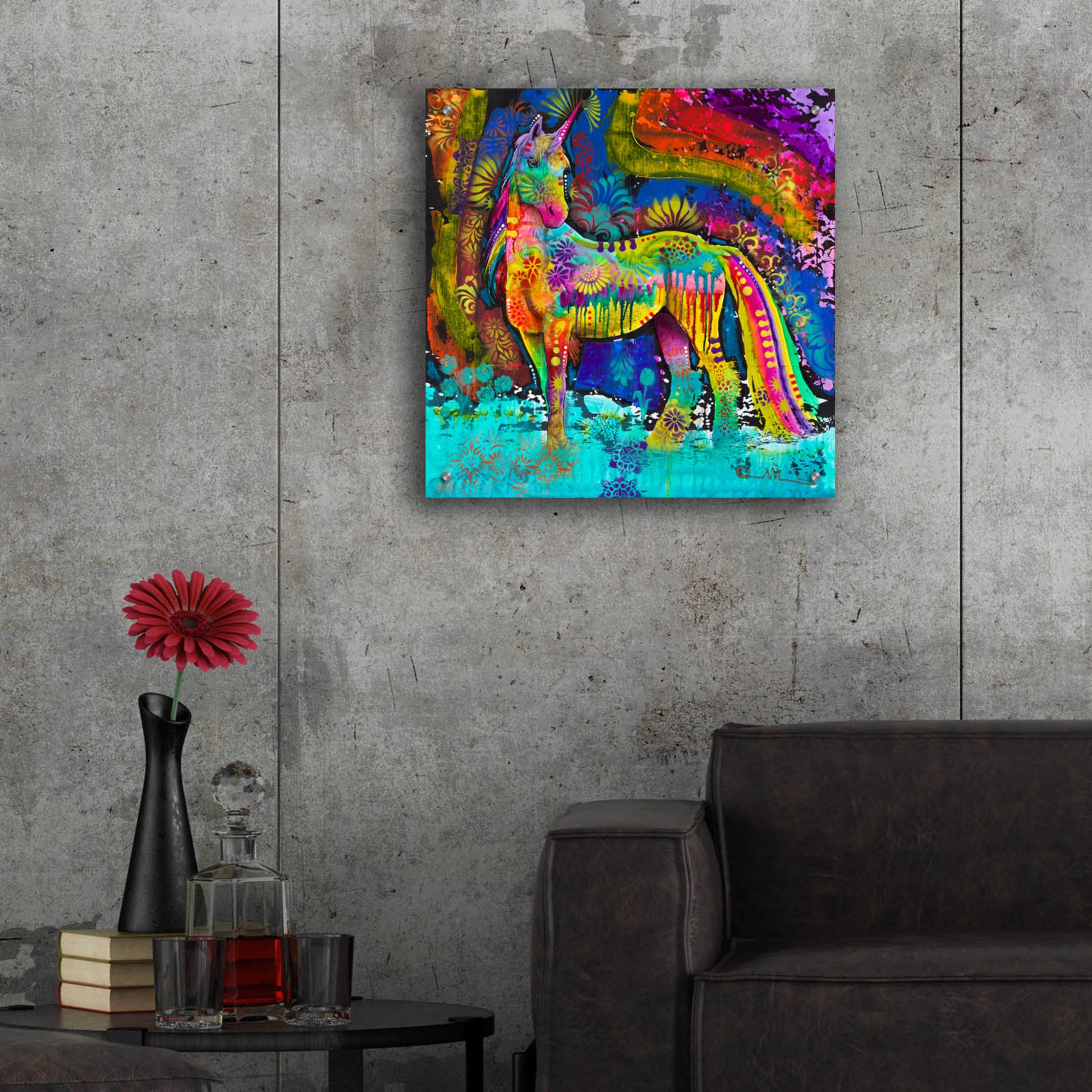 Epic Art 'Oddesy Unicorn' by Dean Russo, Acrylic Glass Wall Art,24x24