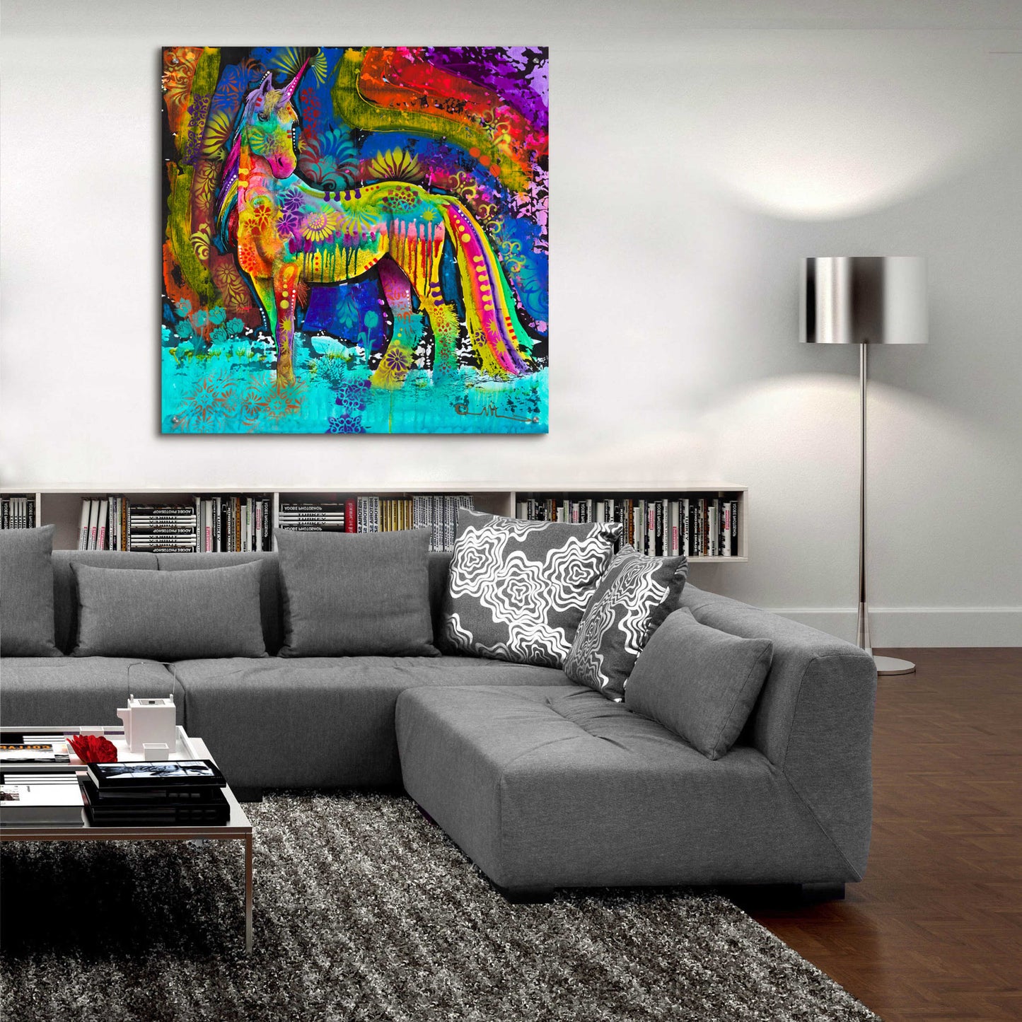 Epic Art 'Oddesy Unicorn' by Dean Russo, Acrylic Glass Wall Art,36x36