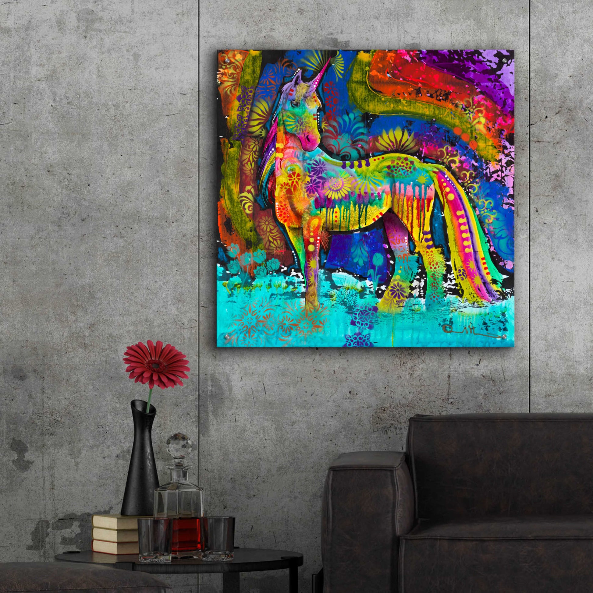 Epic Art 'Oddesy Unicorn' by Dean Russo, Acrylic Glass Wall Art,36x36