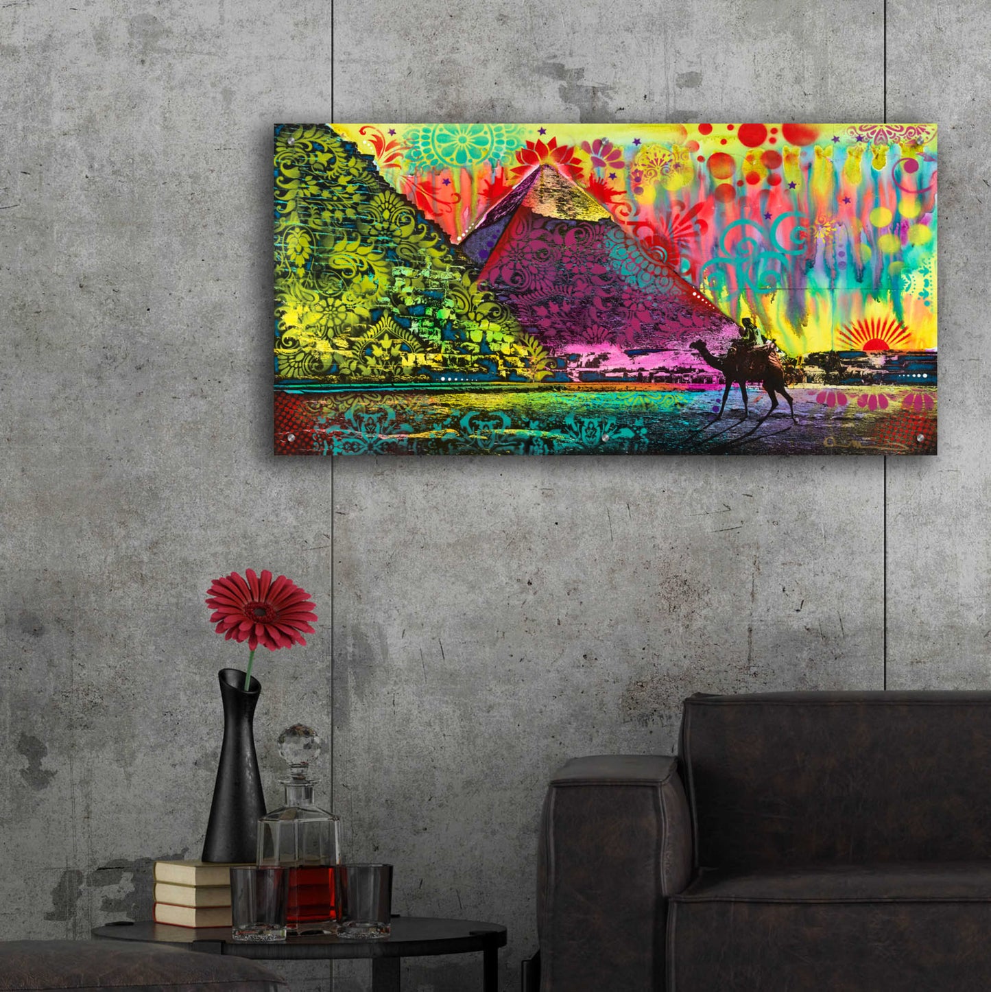 Epic Art 'Sunset at Cheops' by Dean Russo, Acrylic Glass Wall Art,48x24