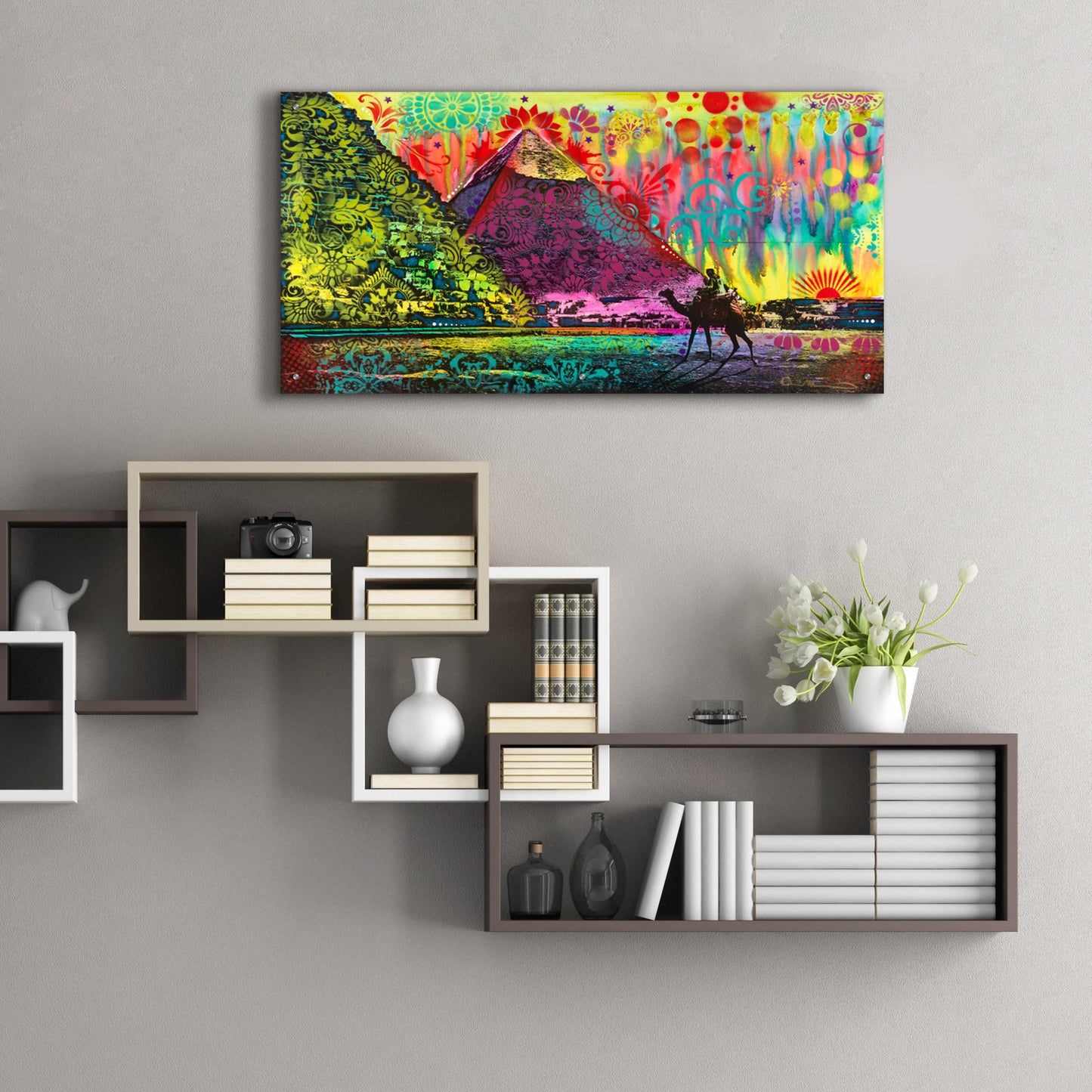 Epic Art 'Sunset at Cheops' by Dean Russo, Acrylic Glass Wall Art,48x24