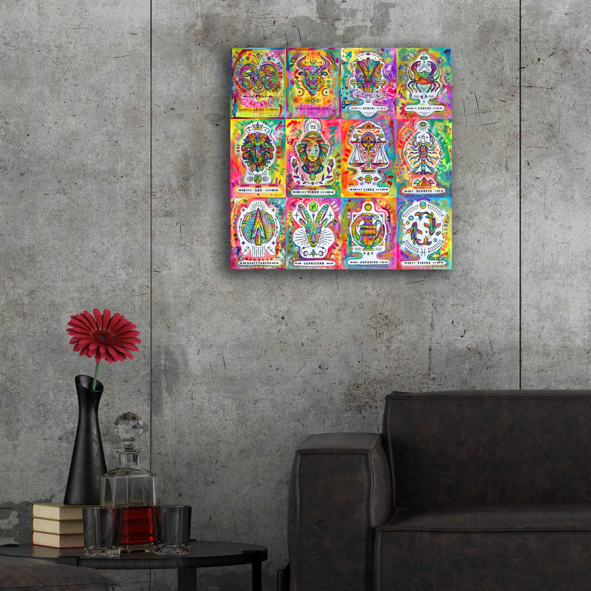 Epic Art 'Zodiac Calendar' by Dean Russo, Acrylic Glass Wall Art,24x24