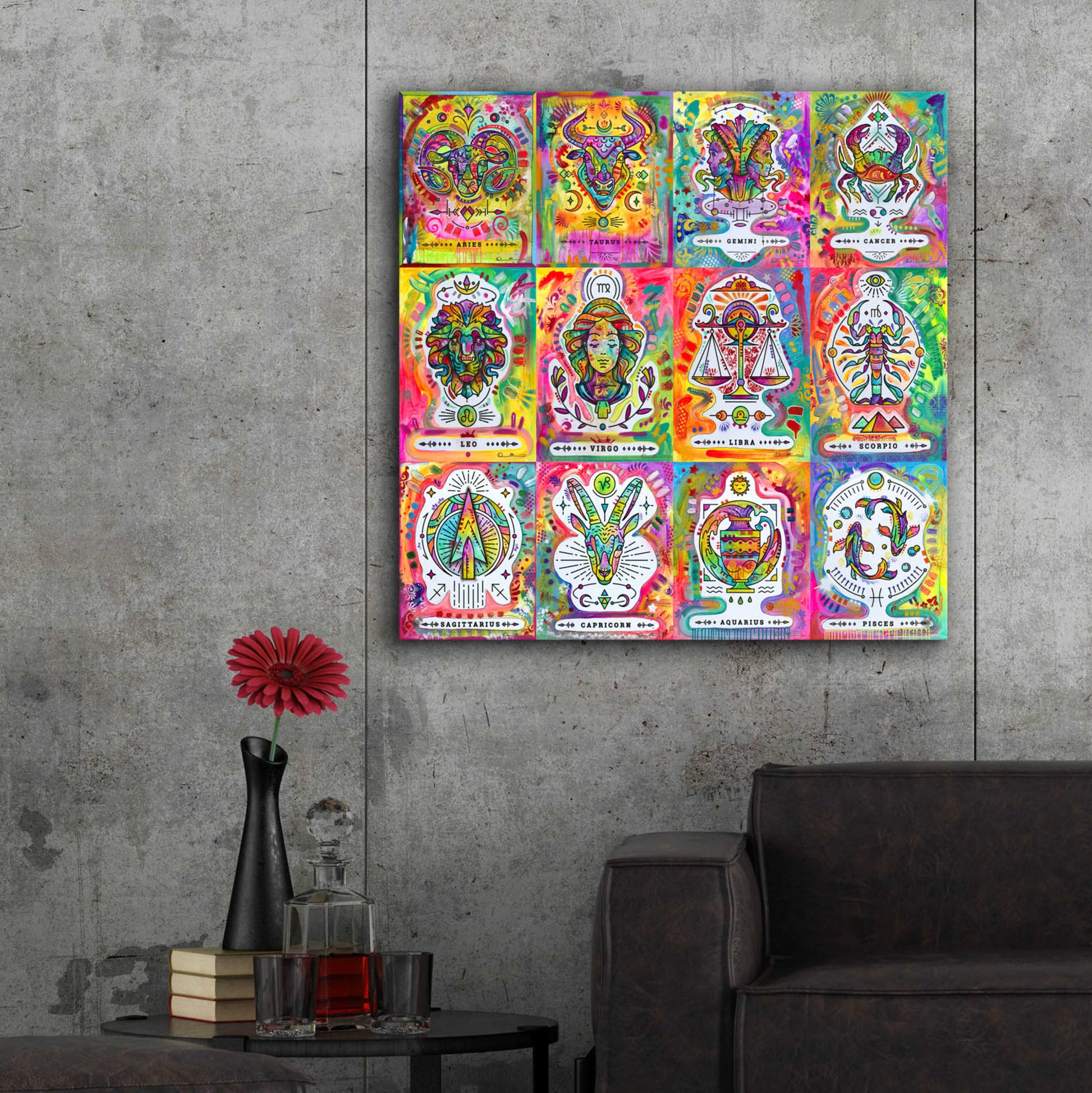 Epic Art 'Zodiac Calendar' by Dean Russo, Acrylic Glass Wall Art,36x36