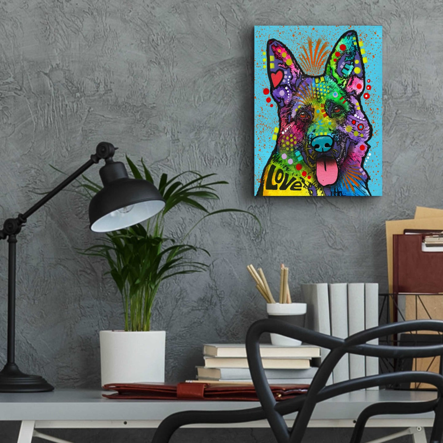 Epic Art 'German Shepherd (Love Collection)' by Dean Russo, Acrylic Glass Wall Art,12x16