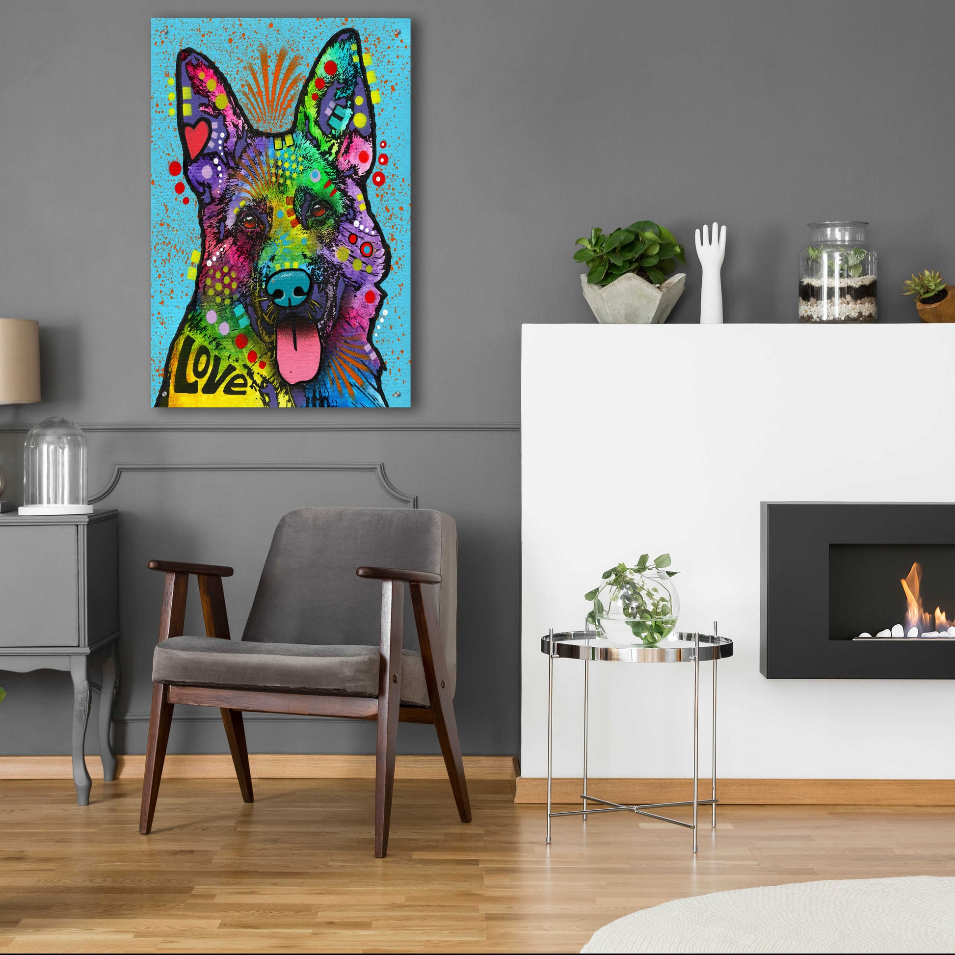 Epic Art 'German Shepherd (Love Collection)' by Dean Russo, Acrylic Glass Wall Art,24x36