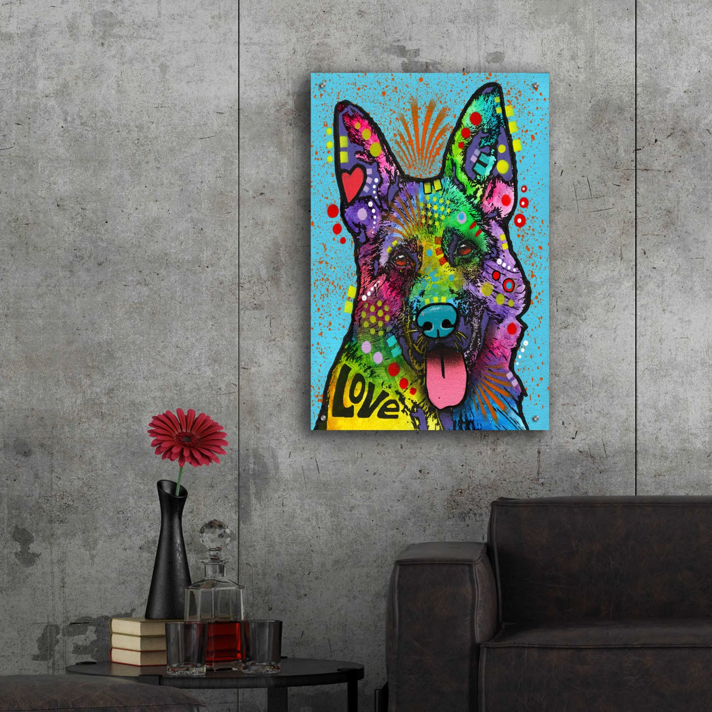 Epic Art 'German Shepherd (Love Collection)' by Dean Russo, Acrylic Glass Wall Art,24x36