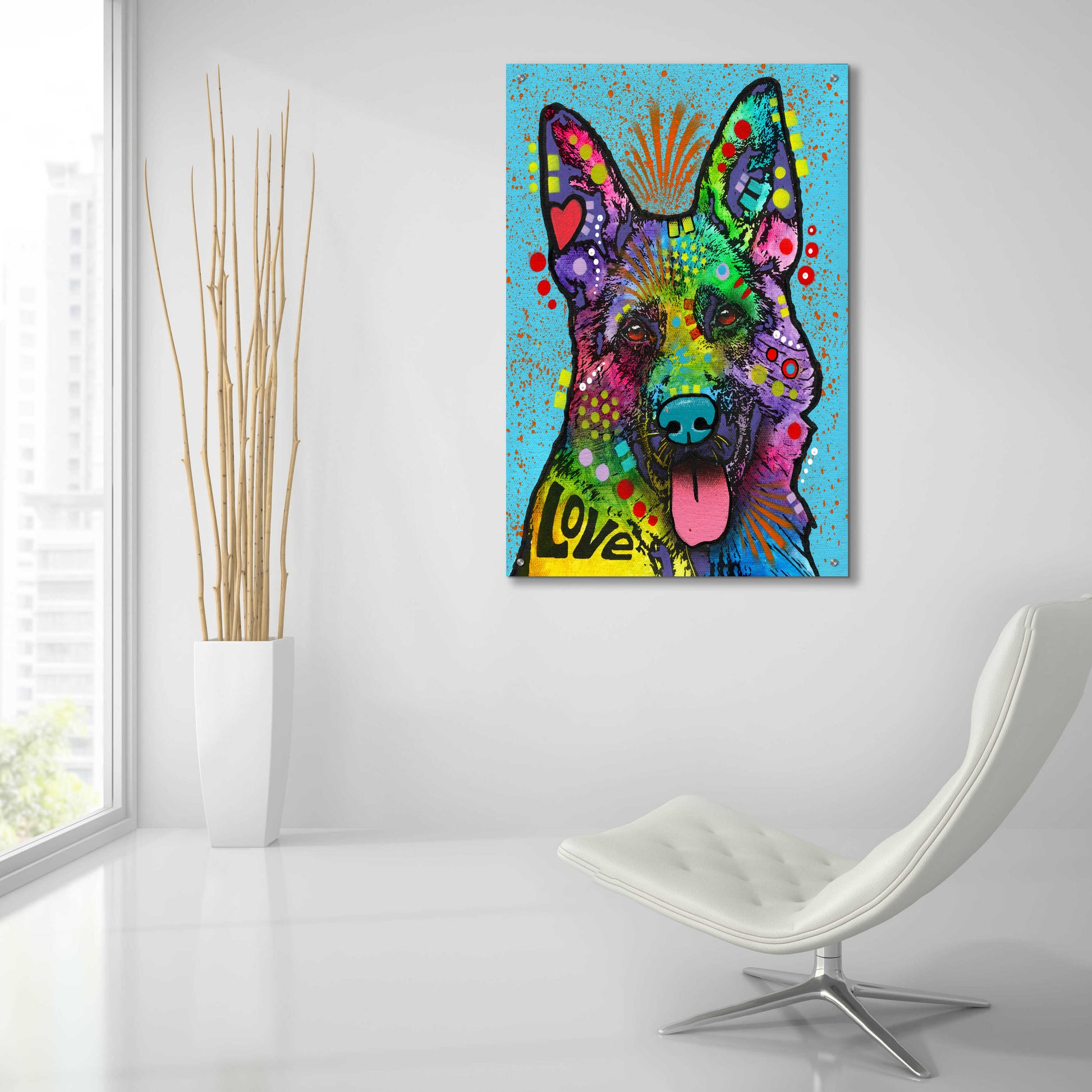 Epic Art 'German Shepherd (Love Collection)' by Dean Russo, Acrylic Glass Wall Art,24x36