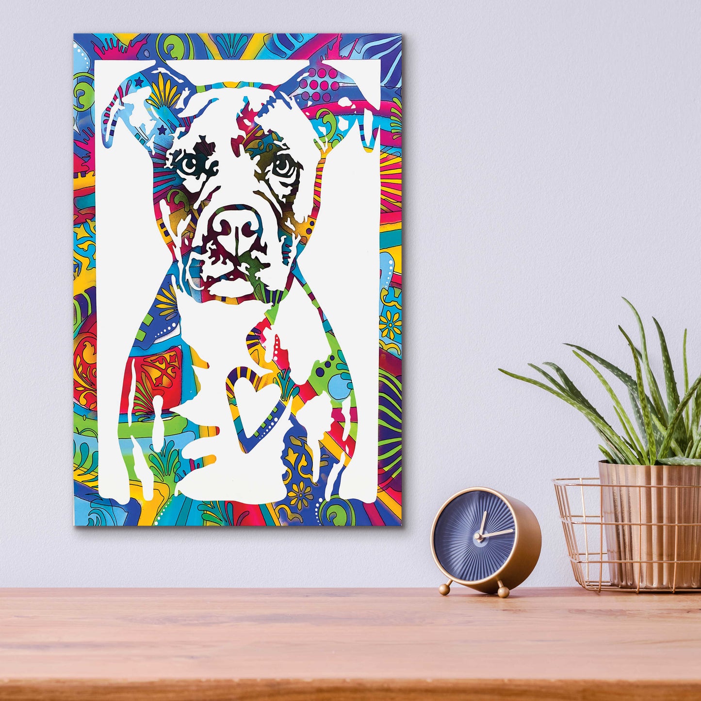 Epic Art 'Heart Pittie' by Dean Russo, Acrylic Glass Wall Art,12x16