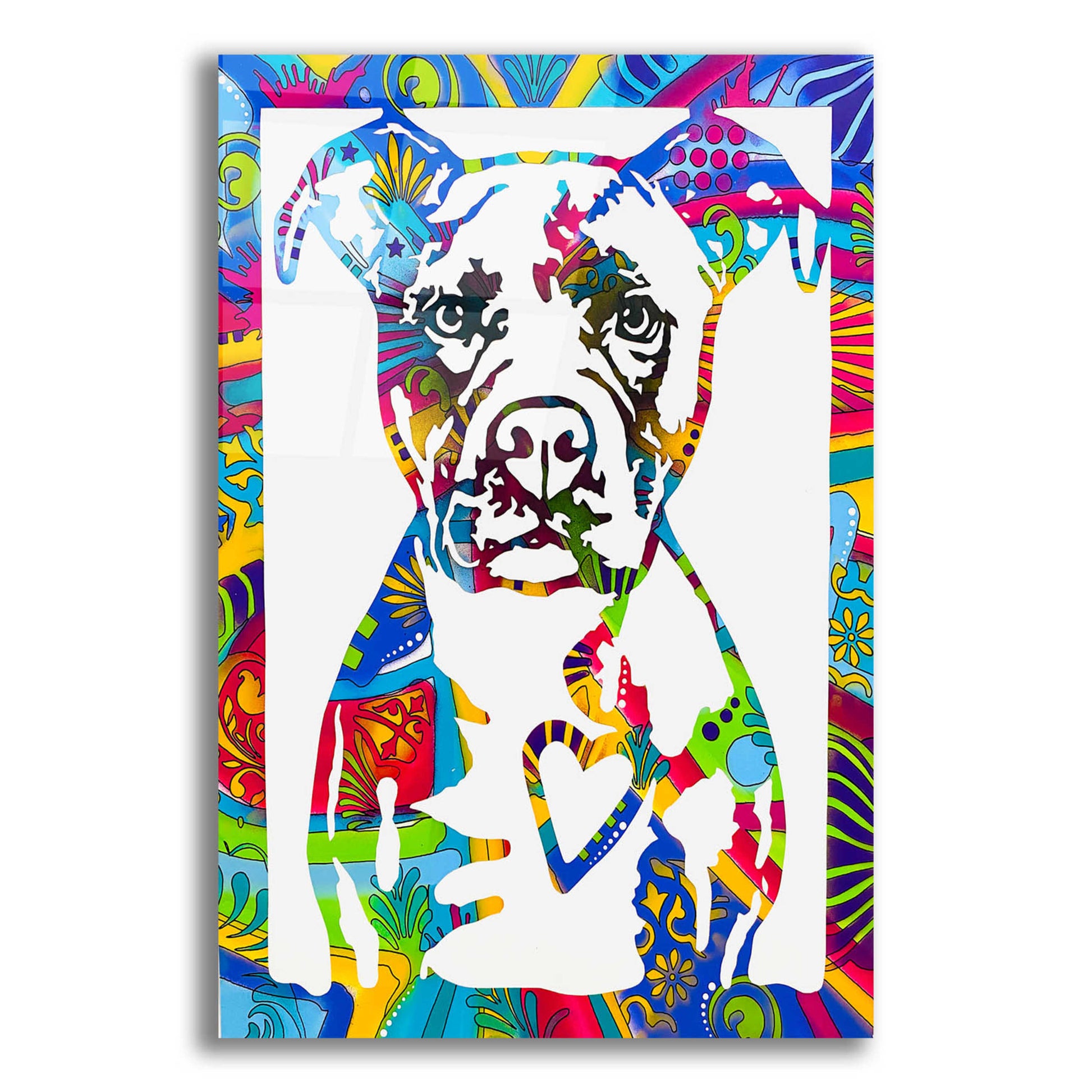 Epic Art 'Heart Pittie' by Dean Russo, Acrylic Glass Wall Art,12x16