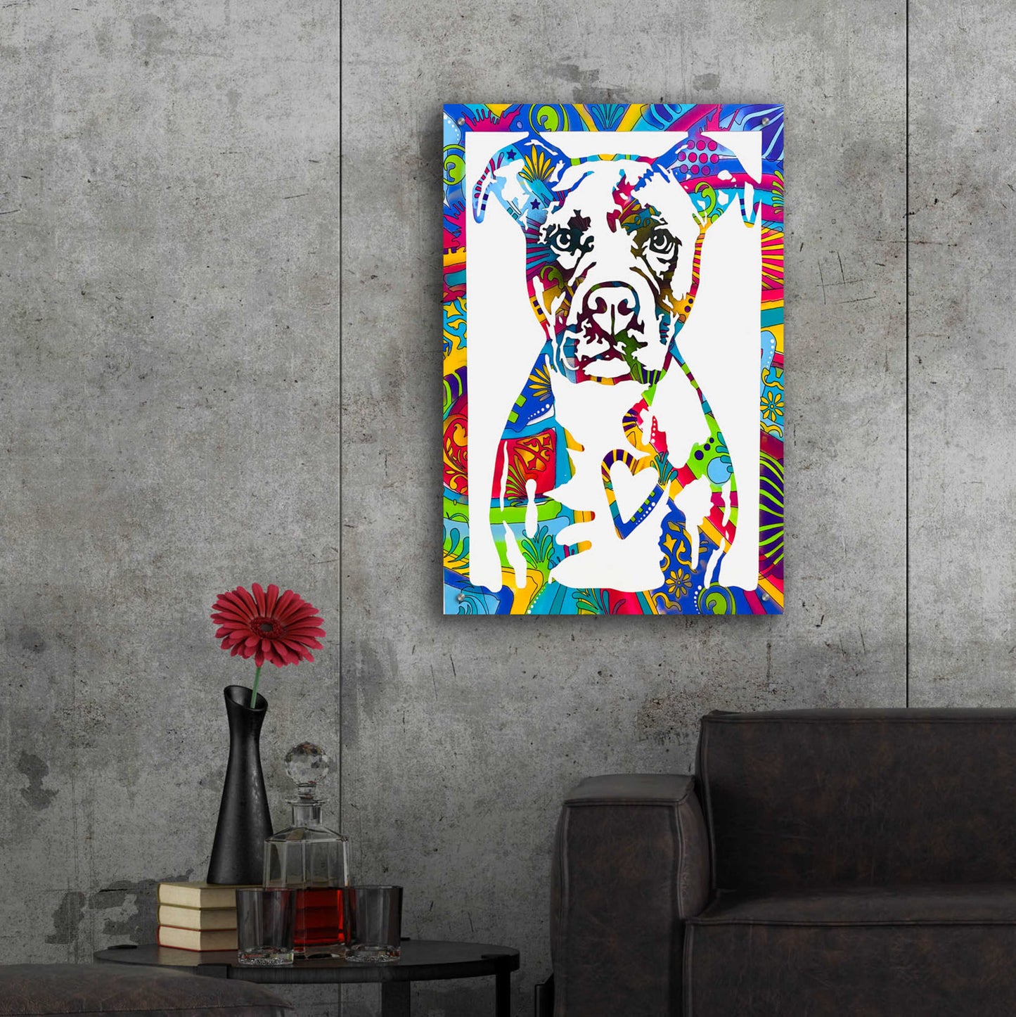 Epic Art 'Heart Pittie' by Dean Russo, Acrylic Glass Wall Art,24x36