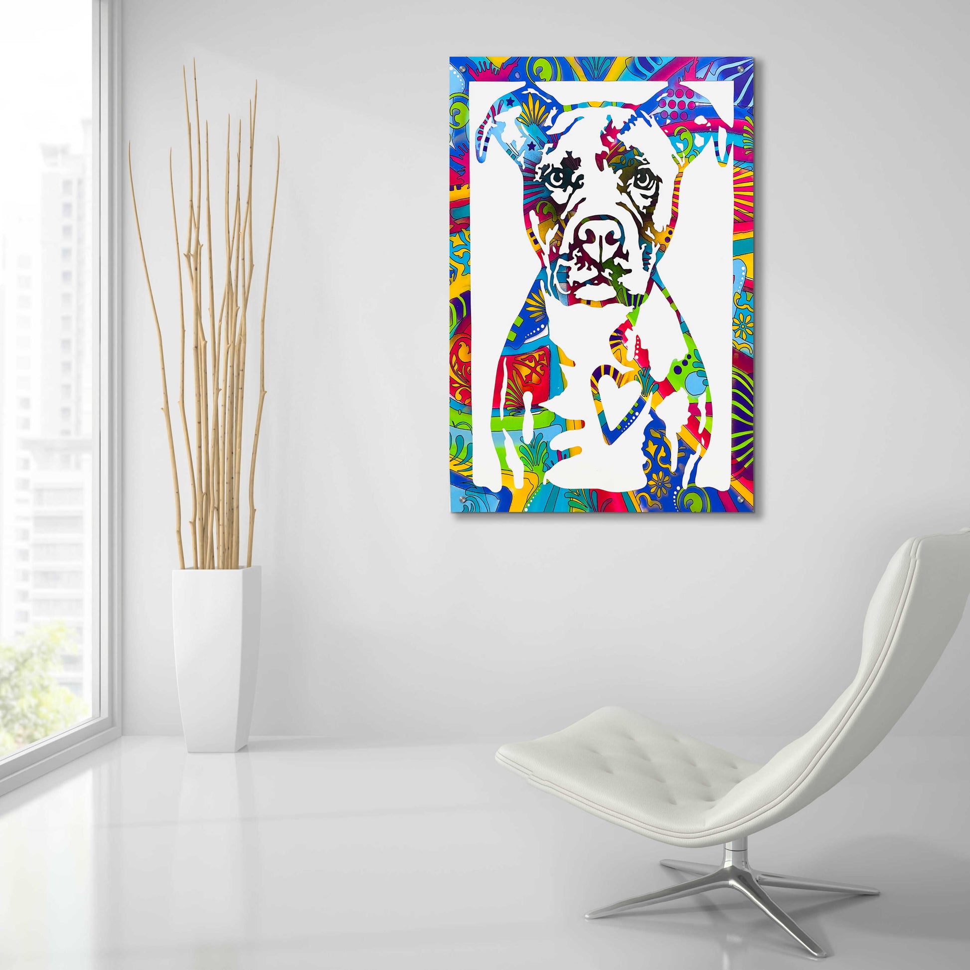 Epic Art 'Heart Pittie' by Dean Russo, Acrylic Glass Wall Art,24x36