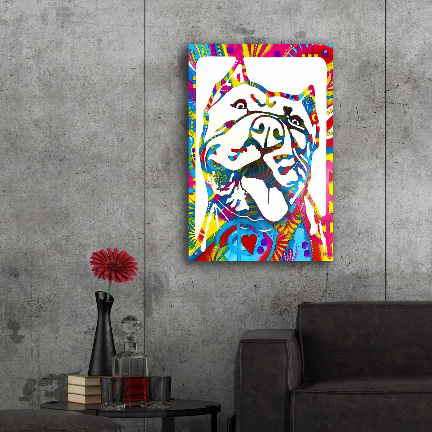 Epic Art 'Love Pittie' by Dean Russo, Acrylic Glass Wall Art,24x36