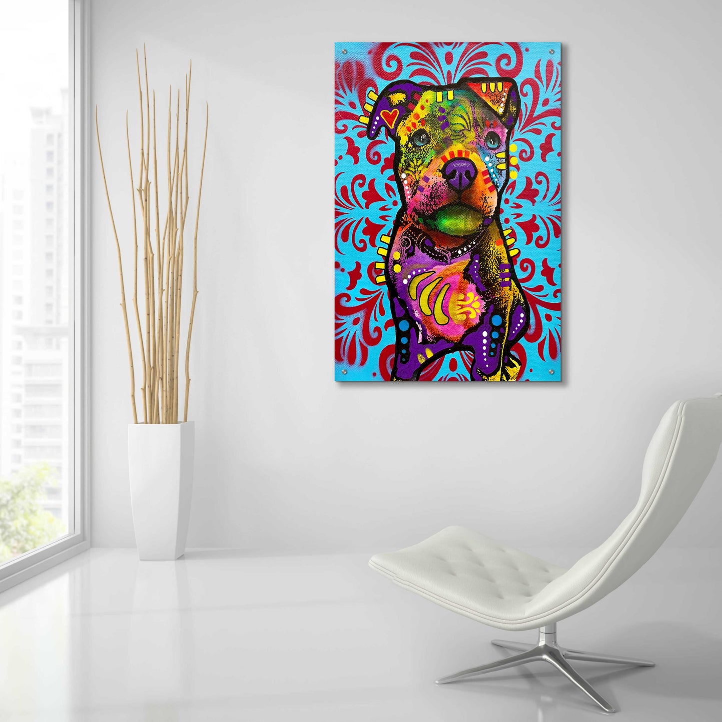 Epic Art 'Pittie Pup' by Dean Russo, Acrylic Glass Wall Art,24x36