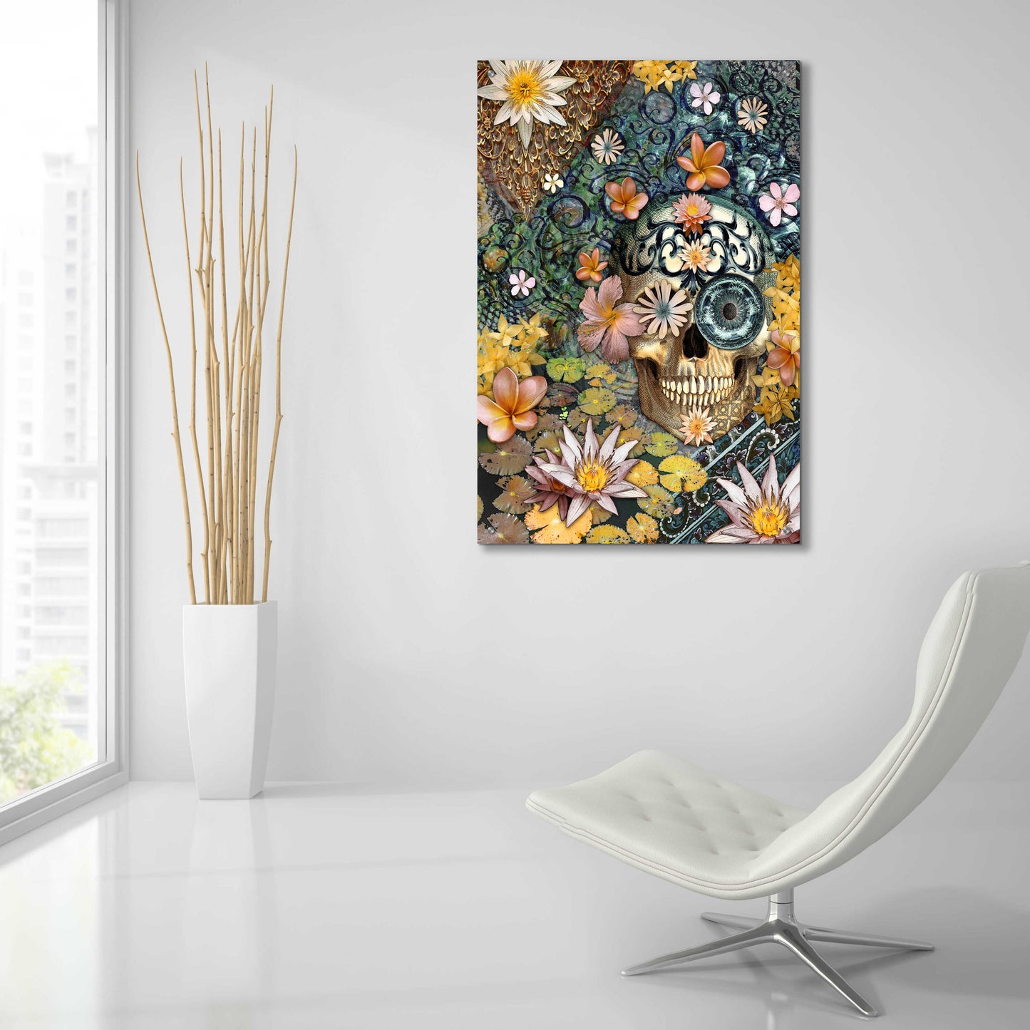 Epic Art 'Bali Botaniskull' by Fusion Idol Arts, Acrylic Glass Wall Art,24x36