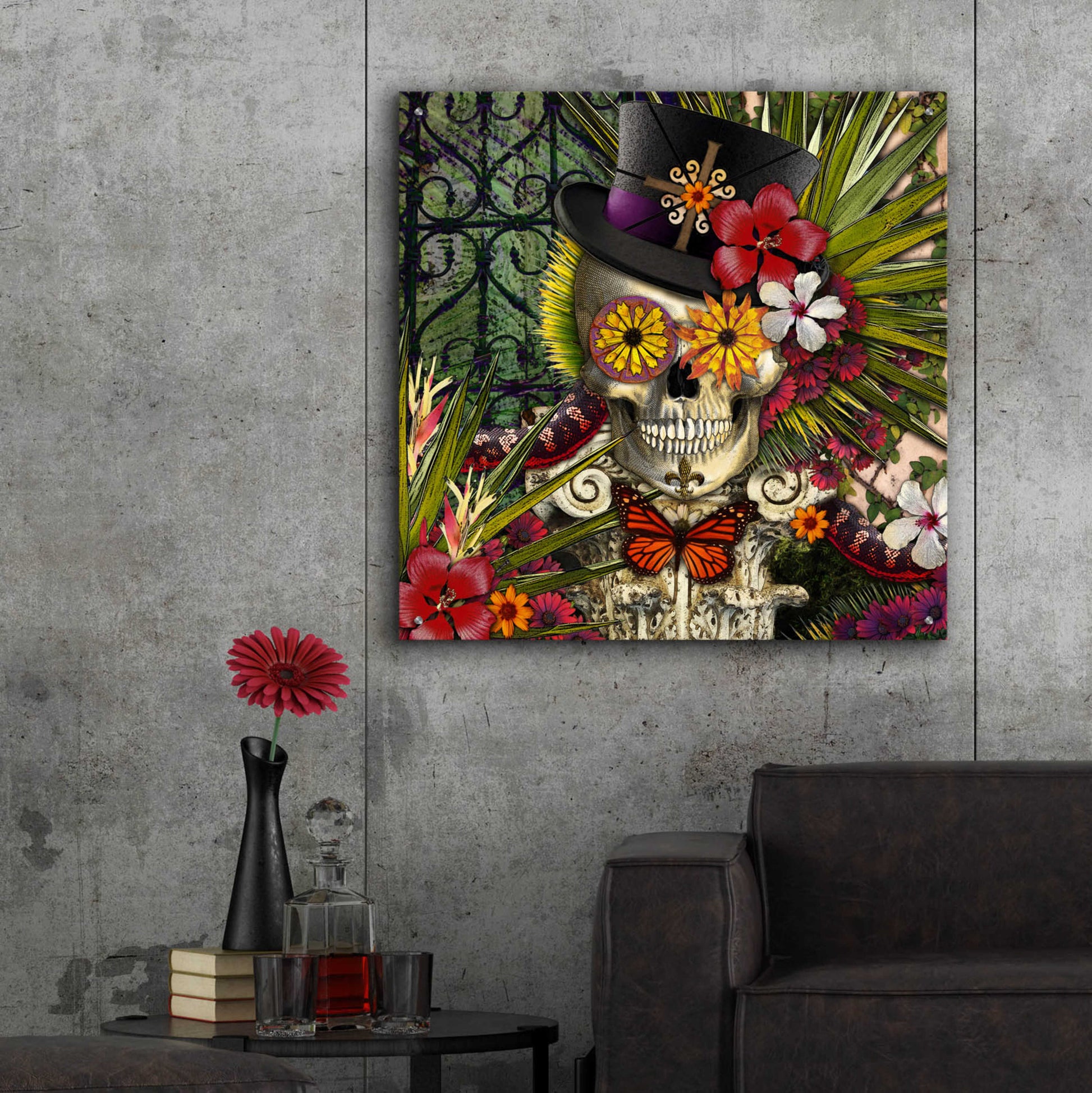 Epic Art 'Baron in Bloom' by Fusion Idol Arts, Acrylic Glass Wall Art,36x36