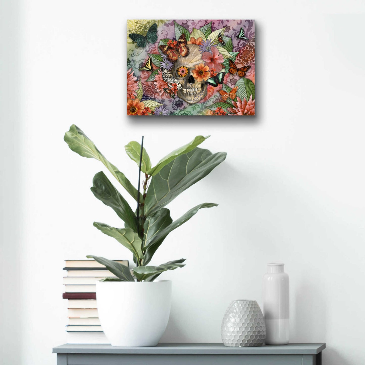 Epic Art 'Butterfly Botaniskull' by Fusion Idol Arts, Acrylic Glass Wall Art,16x12