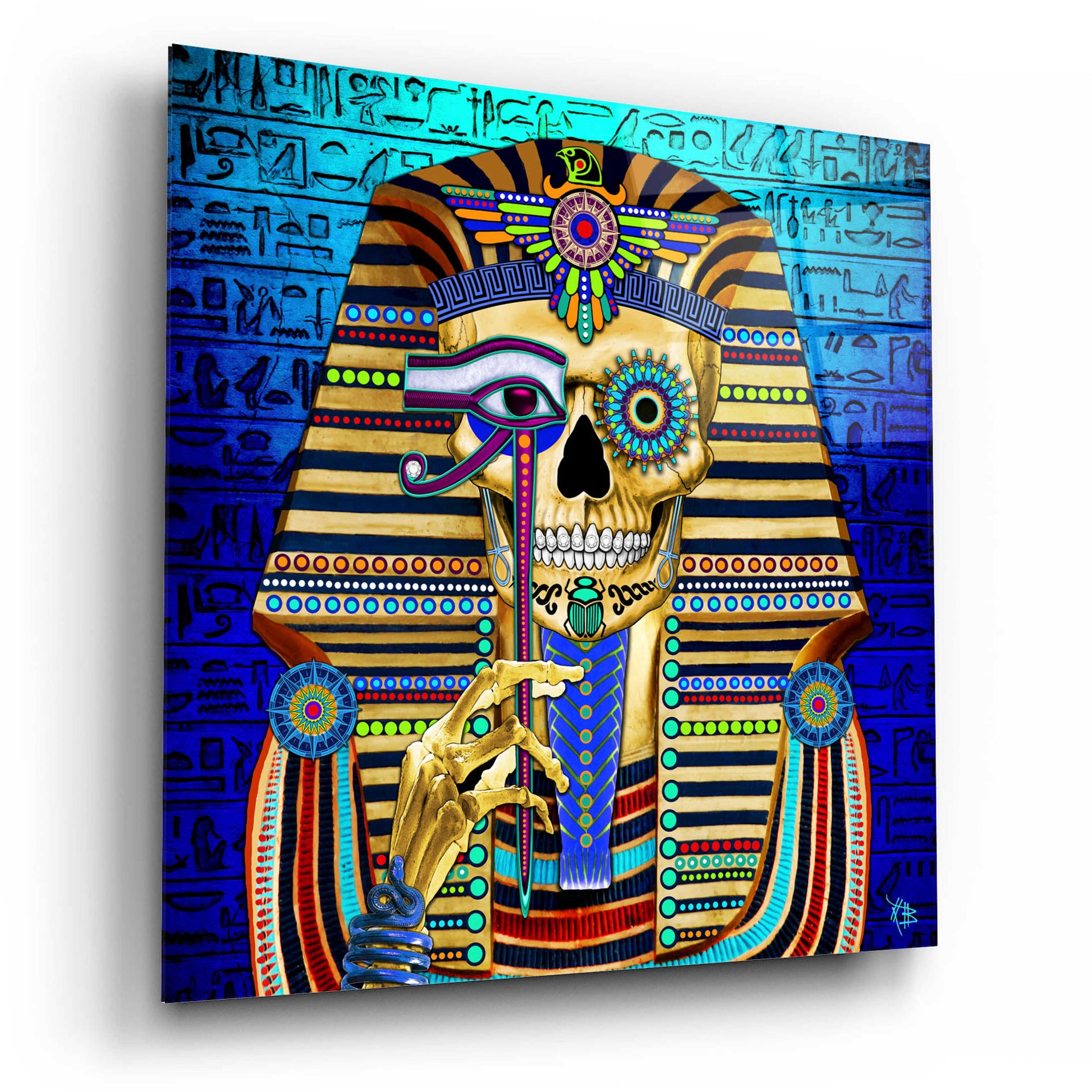 Epic Art 'Funky Bone Pharaoh' by Fusion Idol Arts, Acrylic Glass Wall Art,12x12