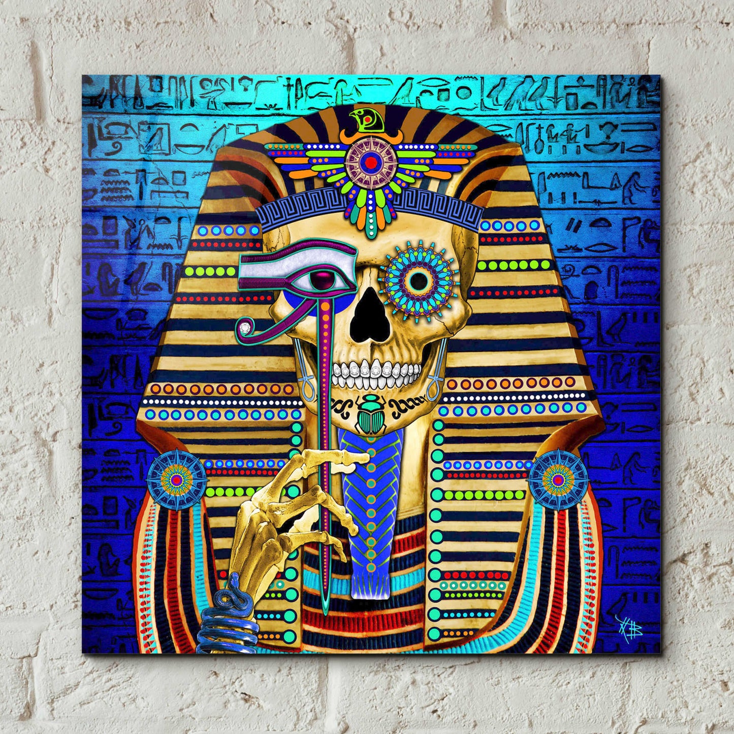 Epic Art 'Funky Bone Pharaoh' by Fusion Idol Arts, Acrylic Glass Wall Art,12x12