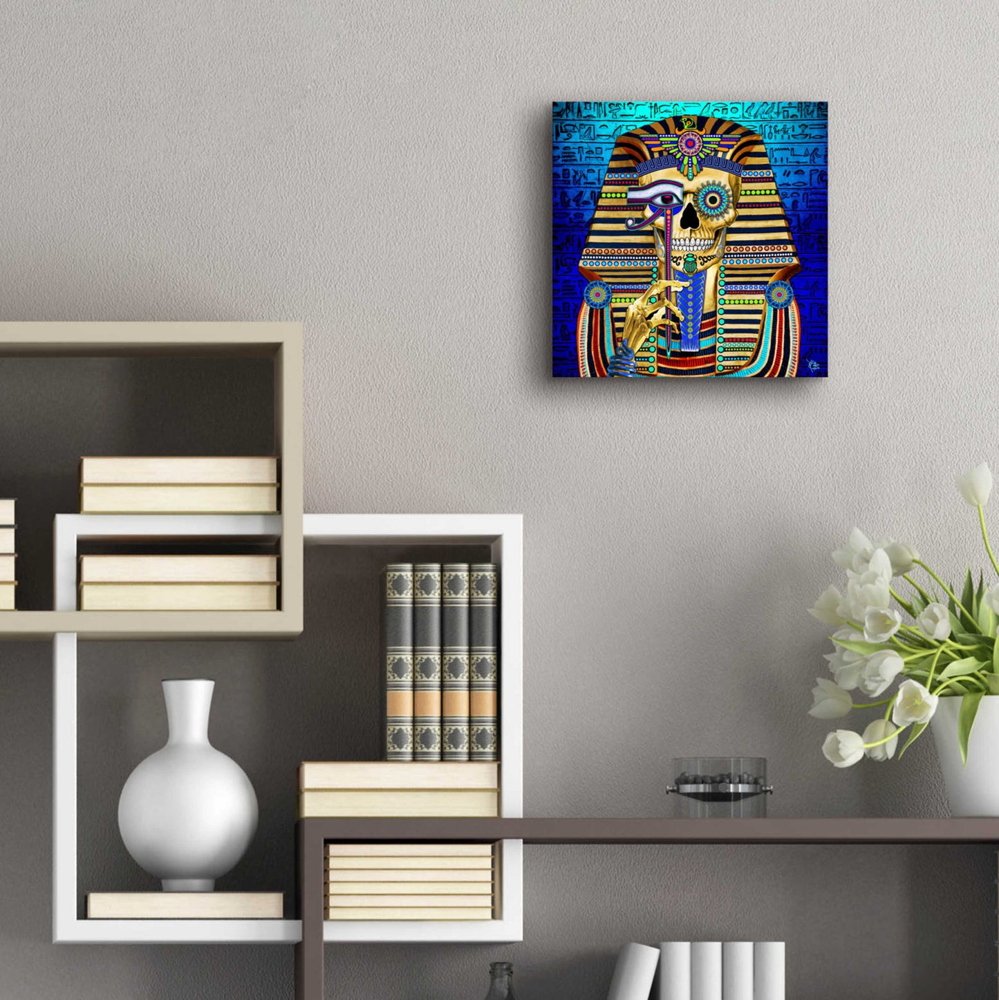 Epic Art 'Funky Bone Pharaoh' by Fusion Idol Arts, Acrylic Glass Wall Art,12x12