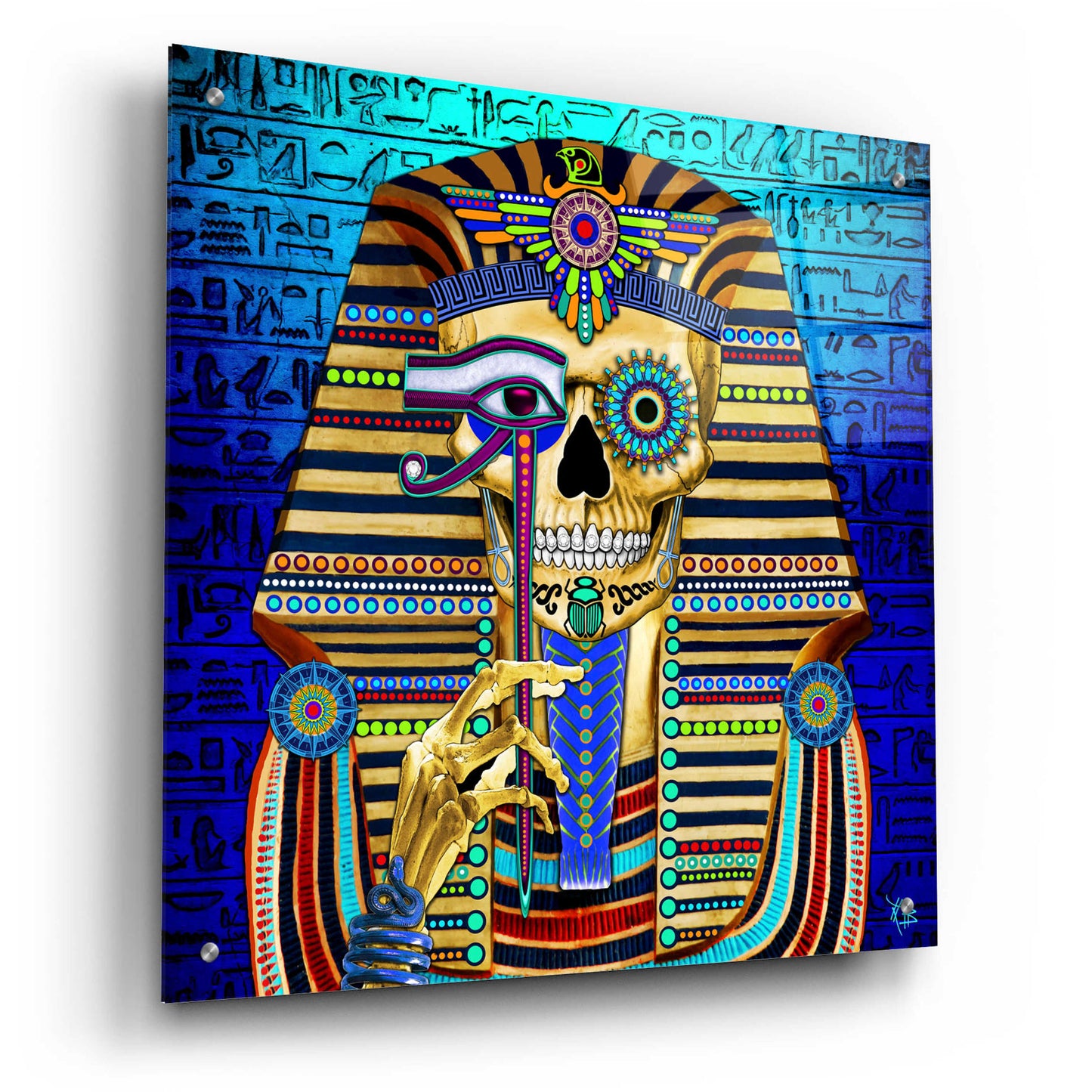 Epic Art 'Funky Bone Pharaoh' by Fusion Idol Arts, Acrylic Glass Wall Art,24x24