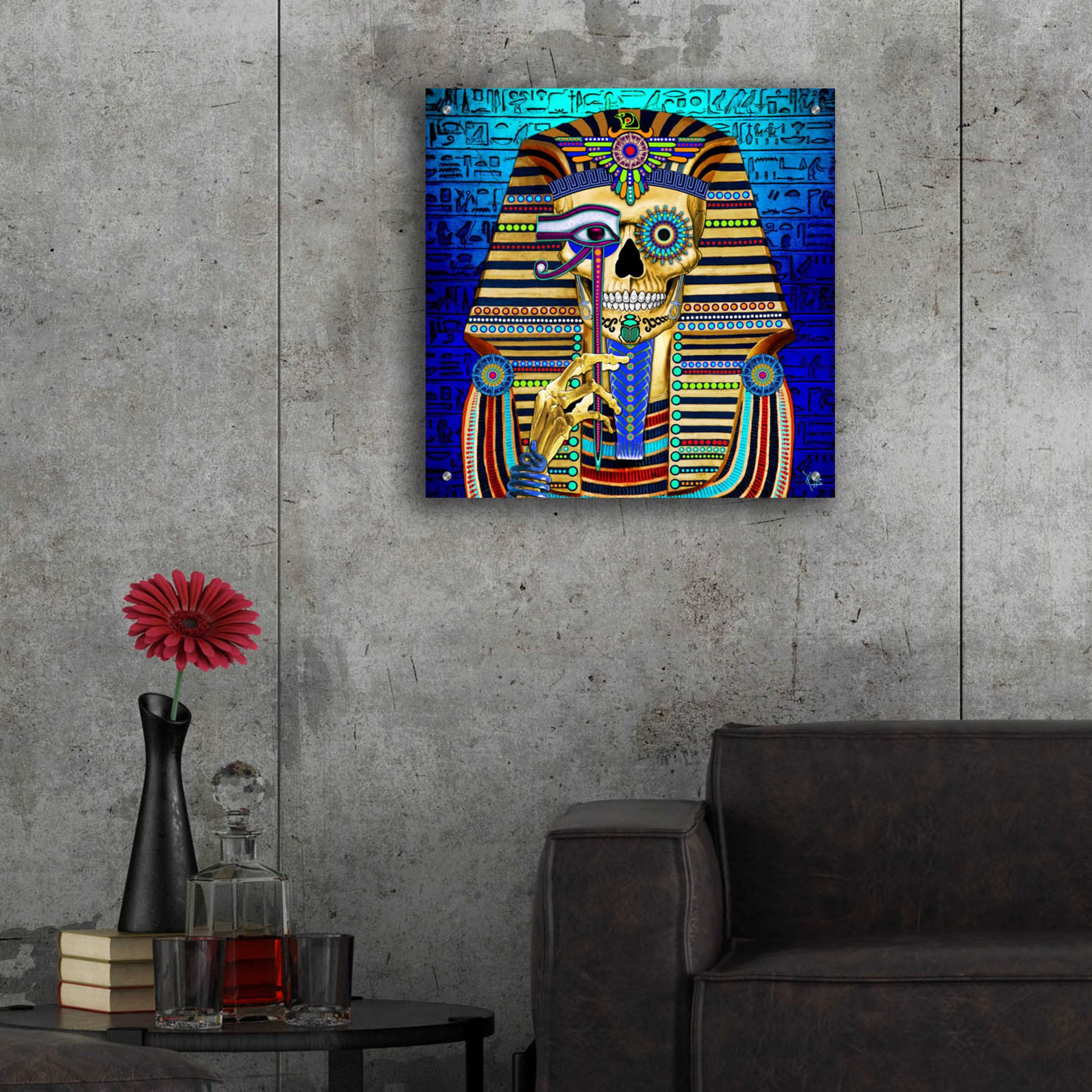 Epic Art 'Funky Bone Pharaoh' by Fusion Idol Arts, Acrylic Glass Wall Art,24x24