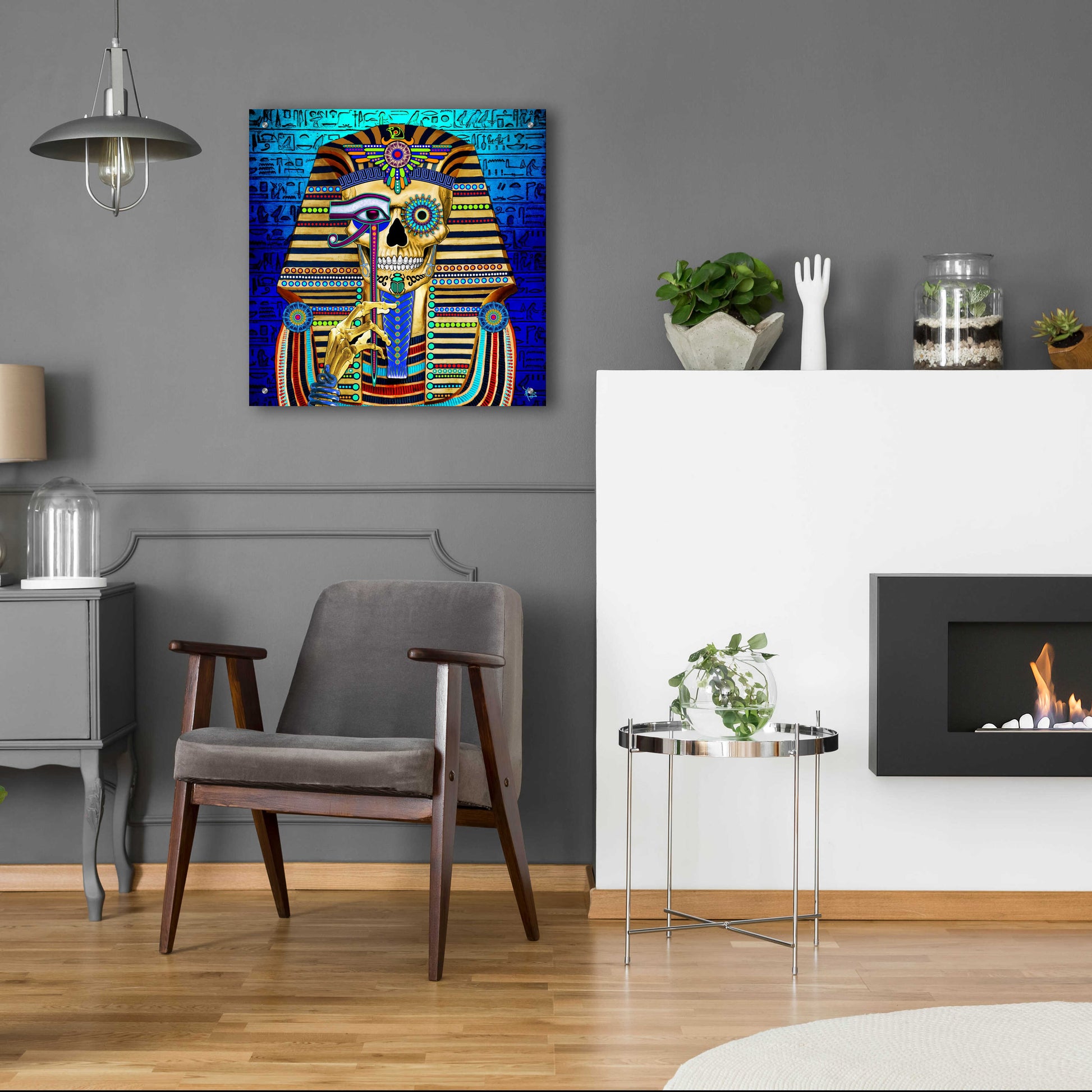 Epic Art 'Funky Bone Pharaoh' by Fusion Idol Arts, Acrylic Glass Wall Art,24x24