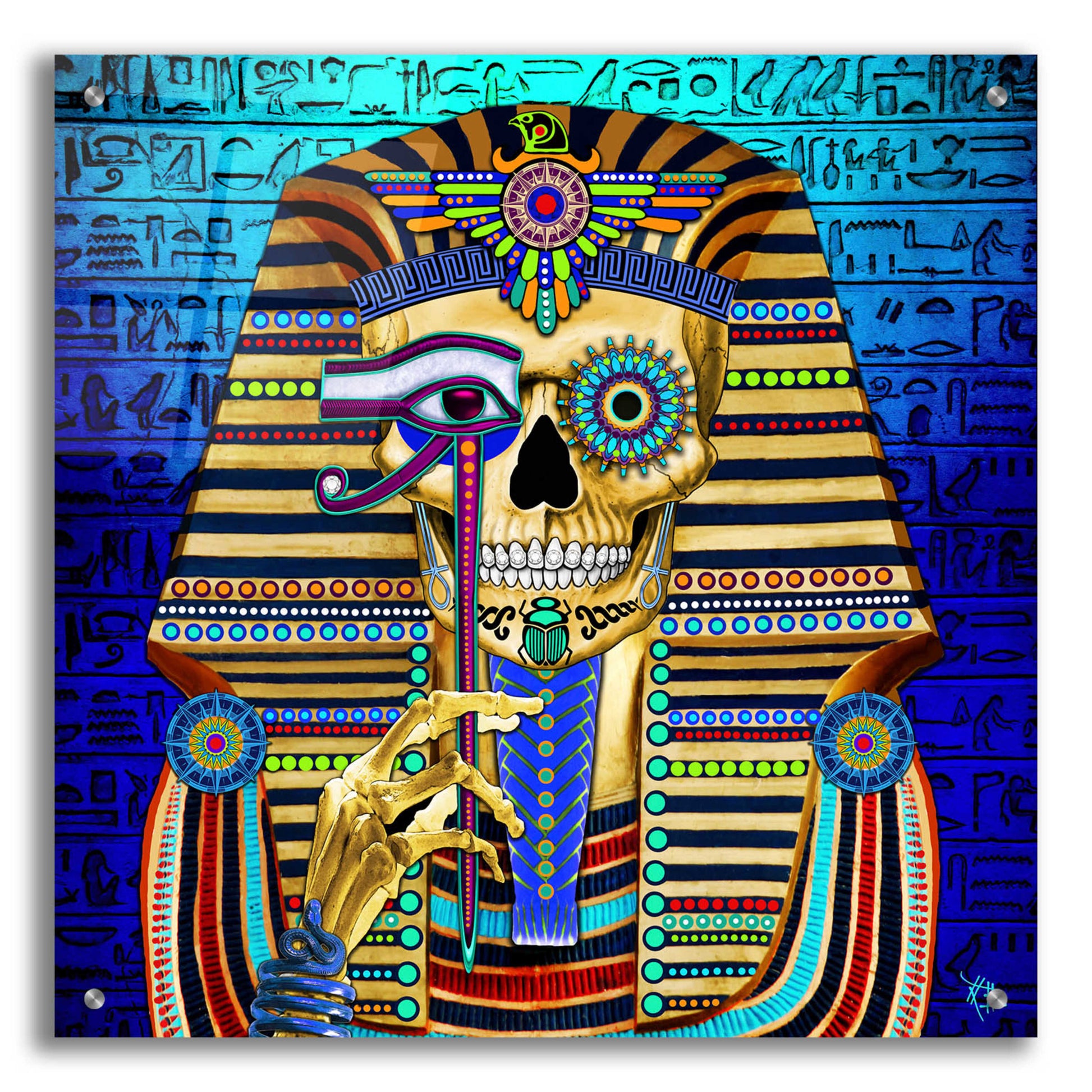 Epic Art 'Funky Bone Pharaoh' by Fusion Idol Arts, Acrylic Glass Wall Art,24x24