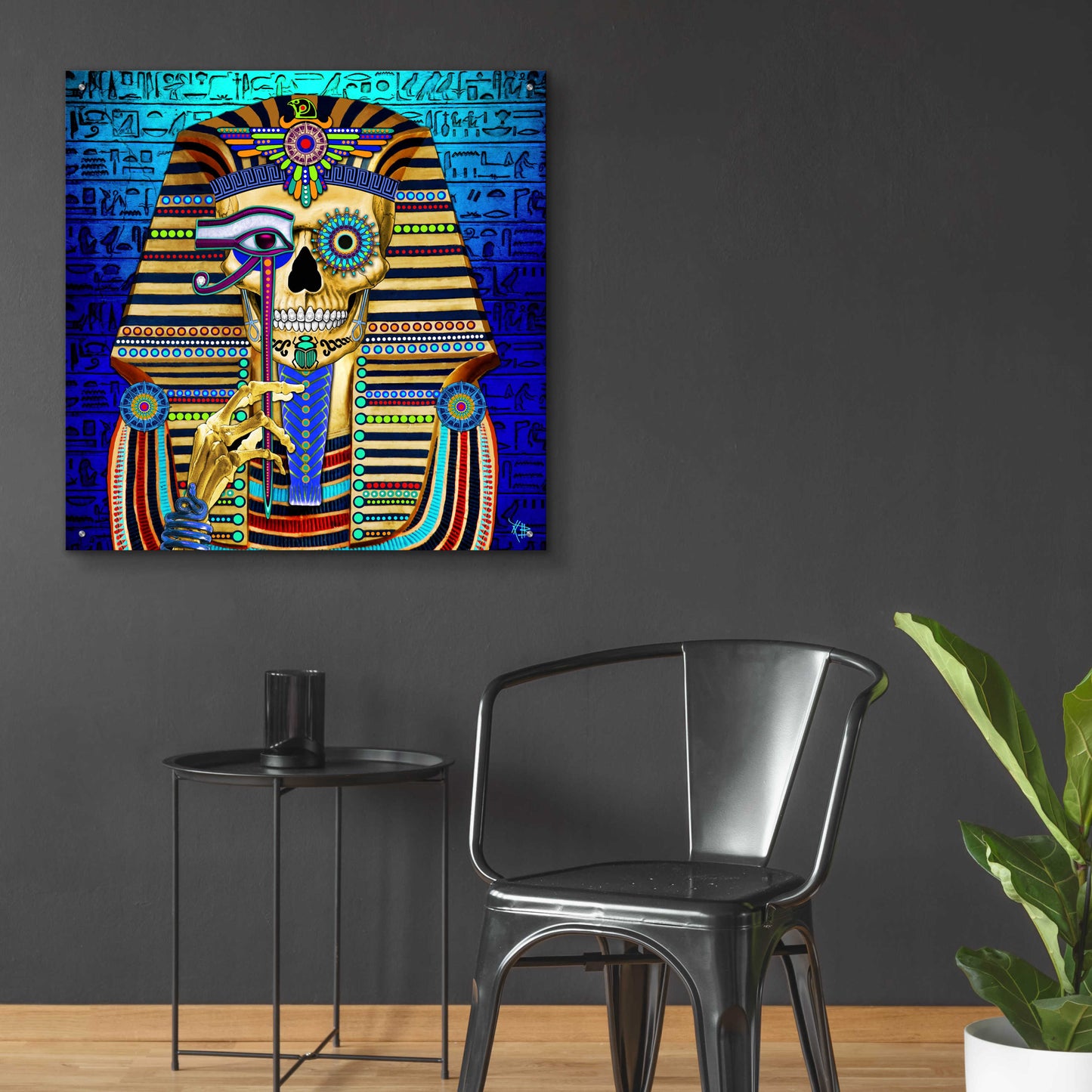 Epic Art 'Funky Bone Pharaoh' by Fusion Idol Arts, Acrylic Glass Wall Art,36x36