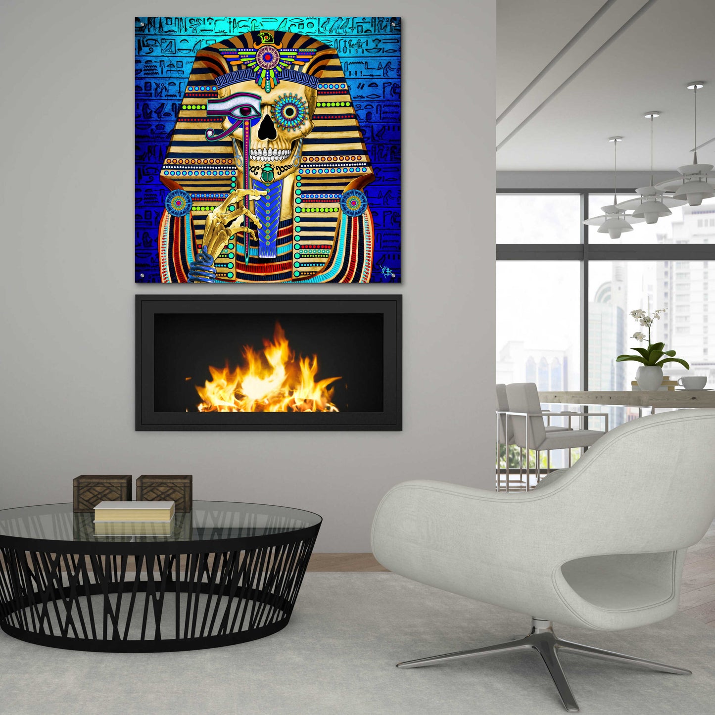 Epic Art 'Funky Bone Pharaoh' by Fusion Idol Arts, Acrylic Glass Wall Art,36x36