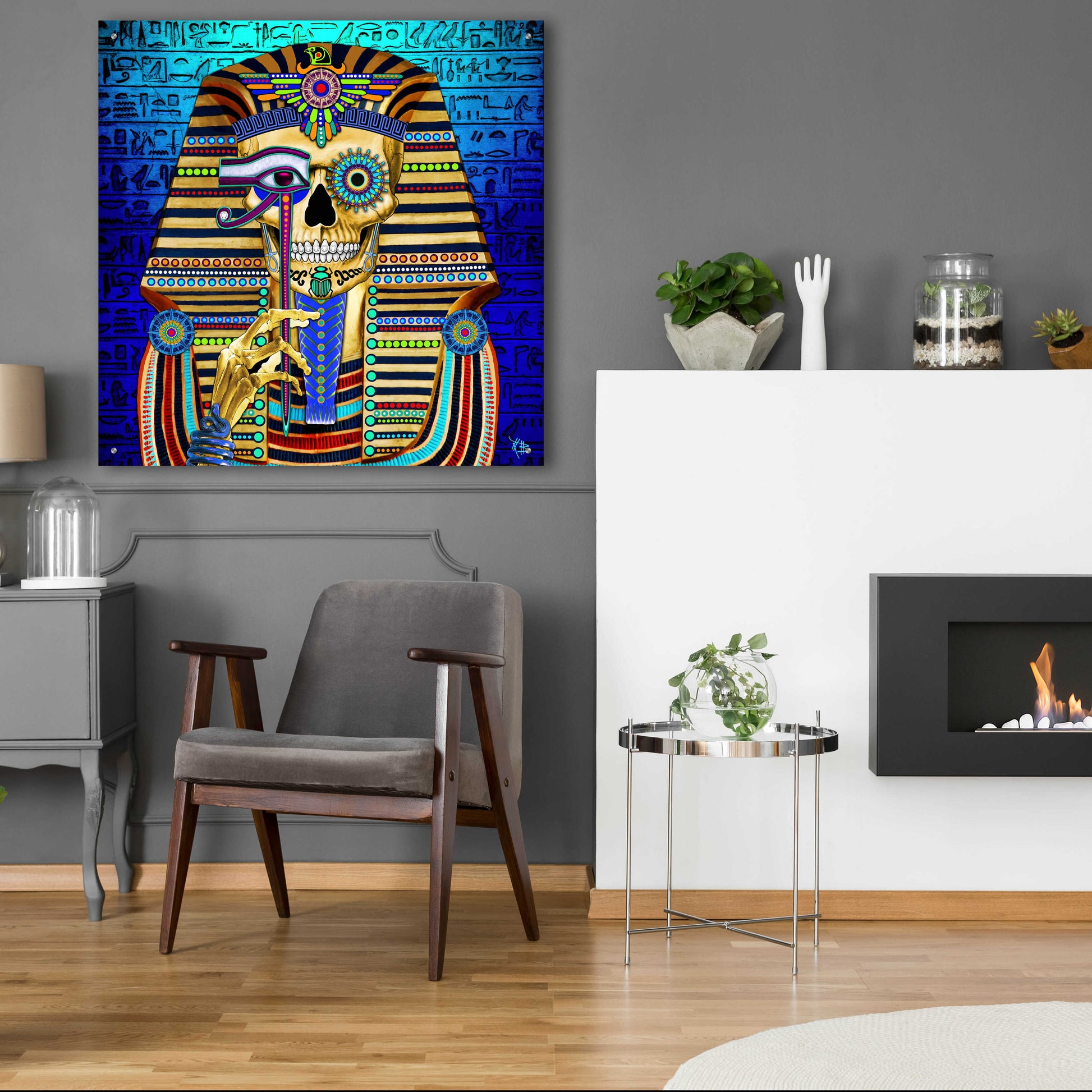 Epic Art 'Funky Bone Pharaoh' by Fusion Idol Arts, Acrylic Glass Wall Art,36x36