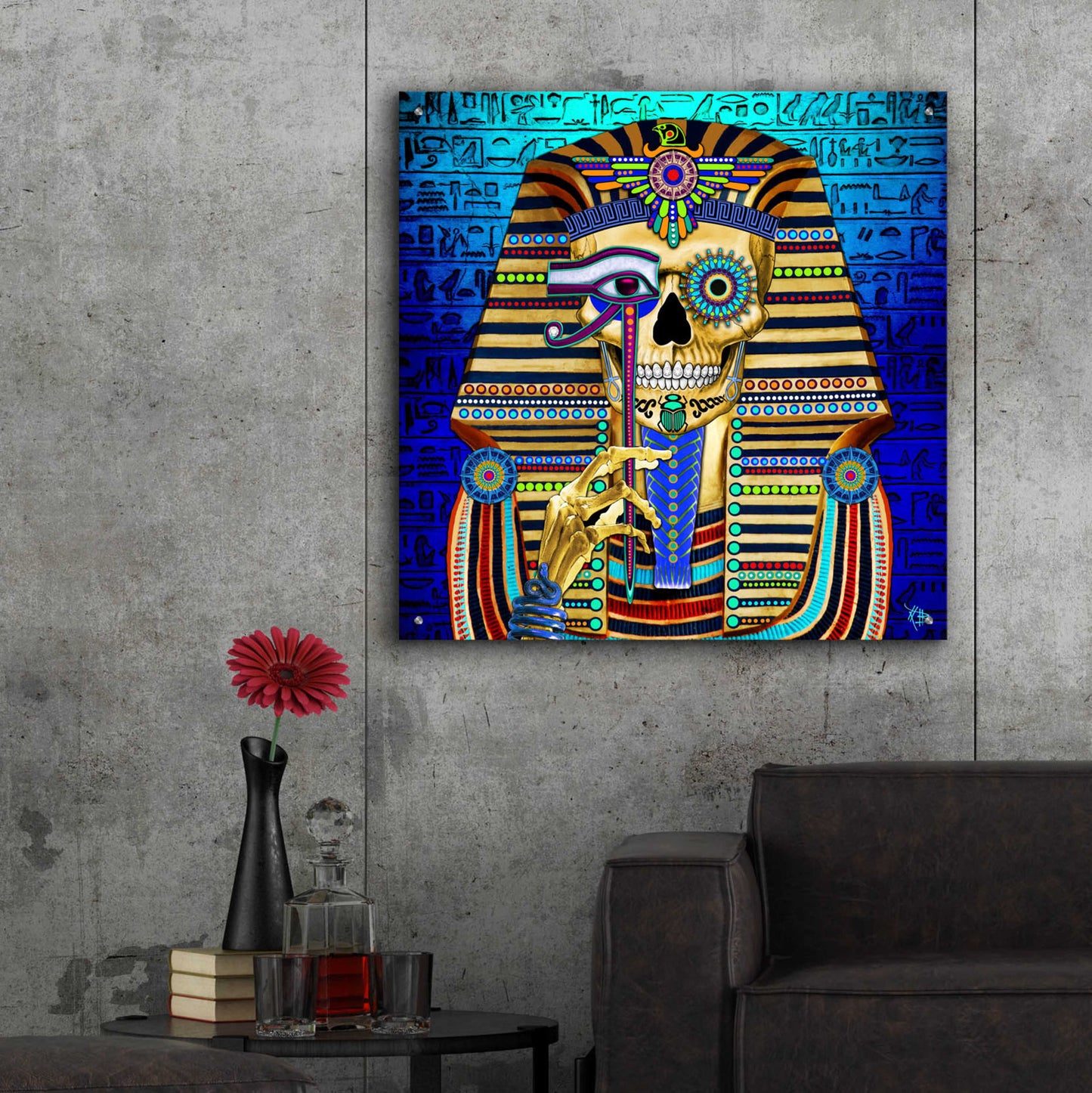 Epic Art 'Funky Bone Pharaoh' by Fusion Idol Arts, Acrylic Glass Wall Art,36x36