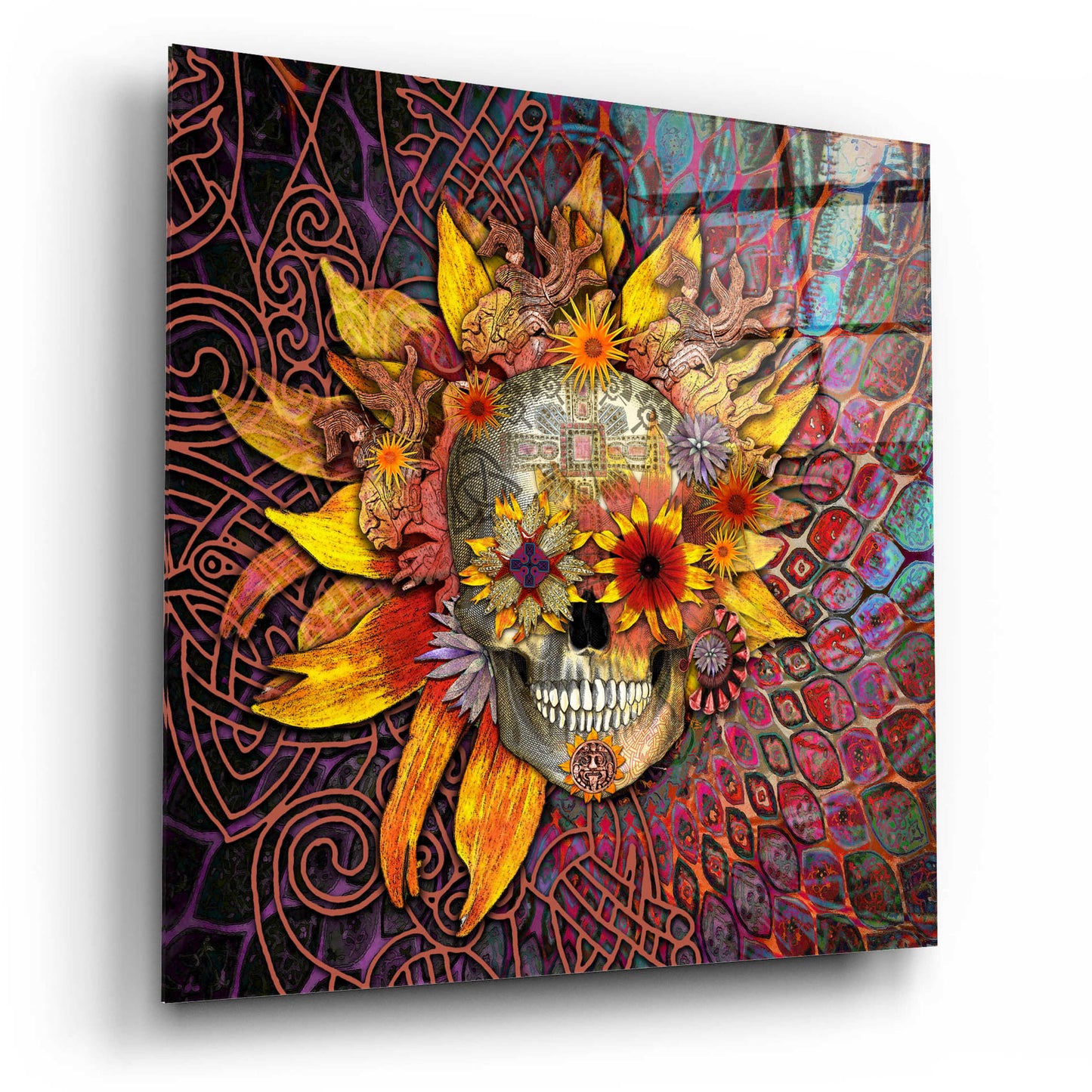 Epic Art 'Origins Botaniskull' by Fusion Idol Arts, Acrylic Glass Wall Art,12x12