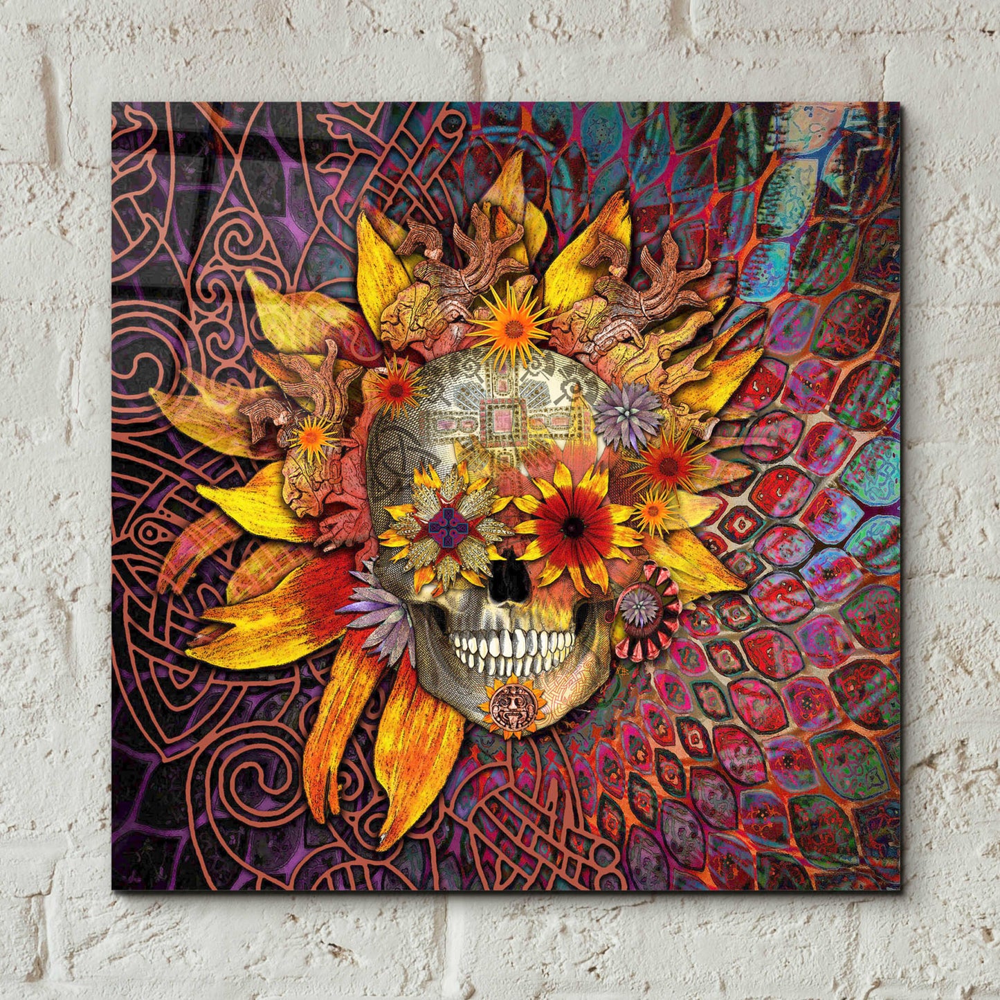 Epic Art 'Origins Botaniskull' by Fusion Idol Arts, Acrylic Glass Wall Art,12x12