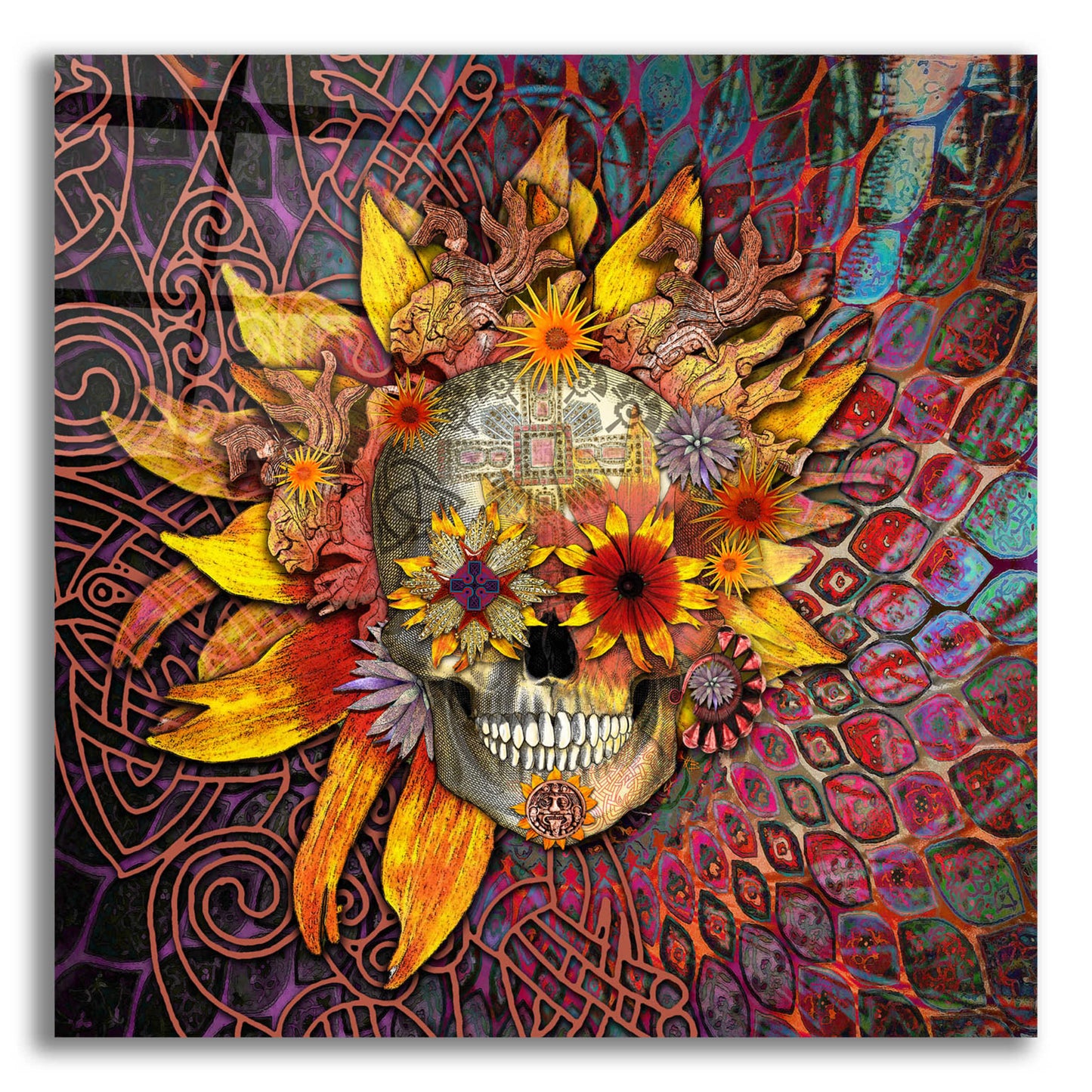 Epic Art 'Origins Botaniskull' by Fusion Idol Arts, Acrylic Glass Wall Art,12x12