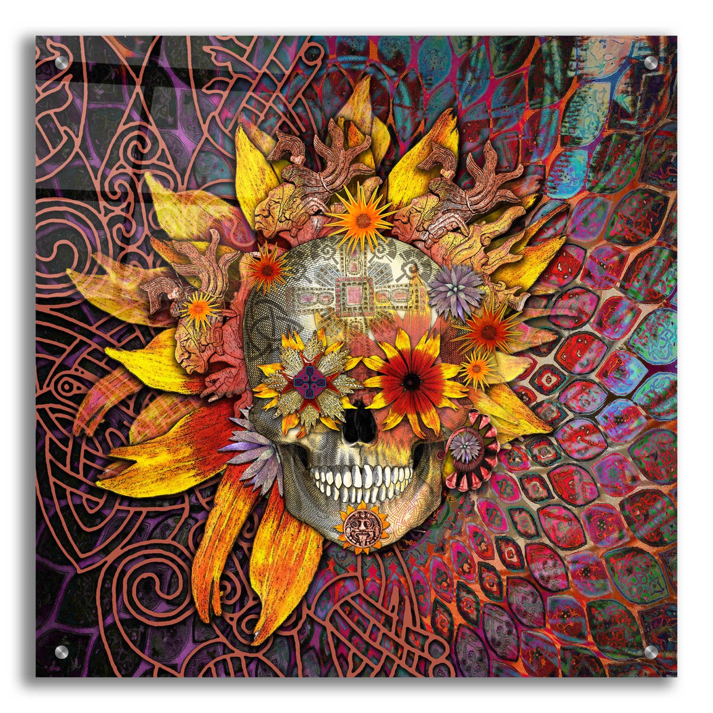 Epic Art 'Origins Botaniskull' by Fusion Idol Arts, Acrylic Glass Wall Art,24x24